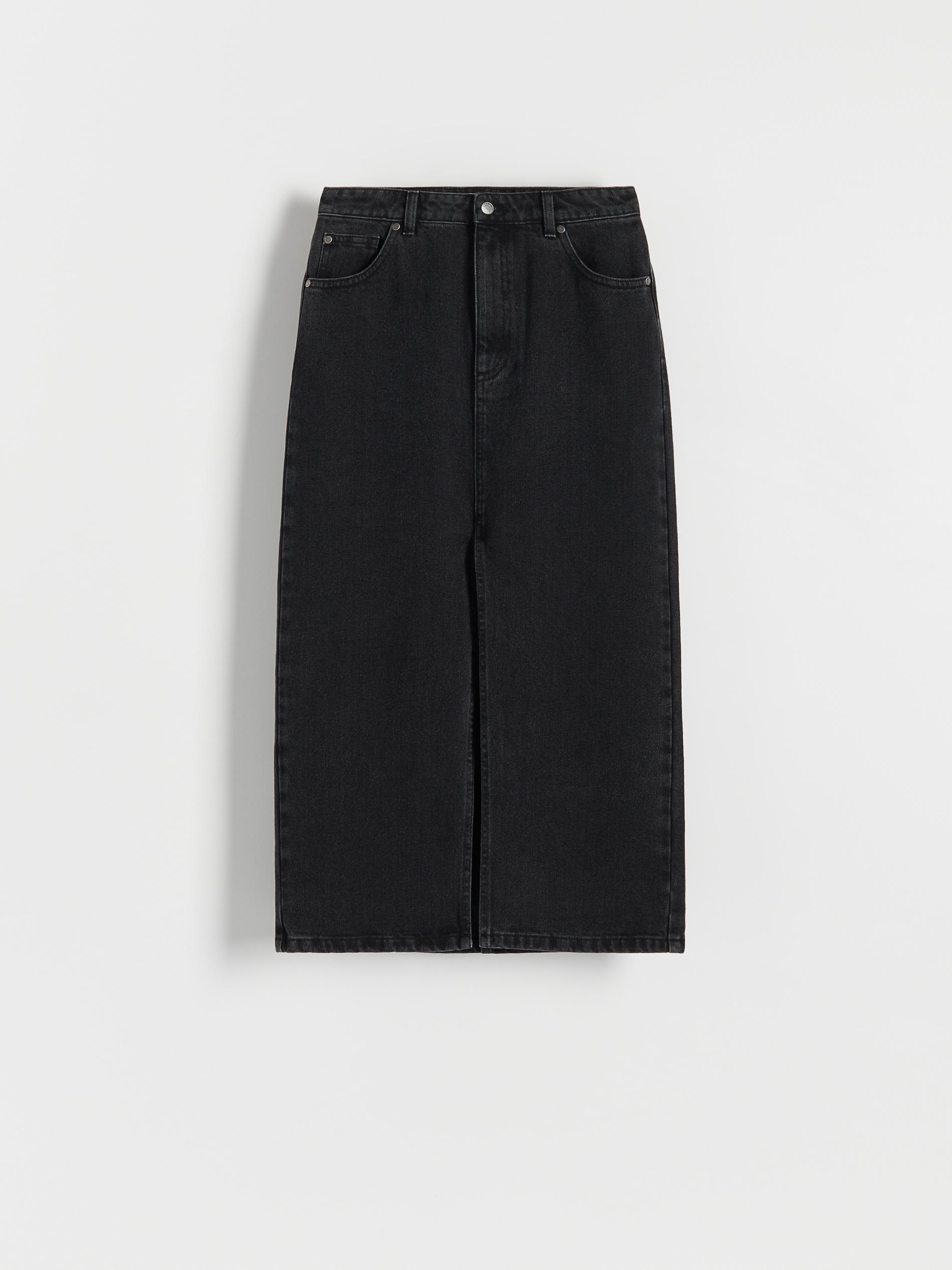 Black Denim Midi Skirt, , large image number 2