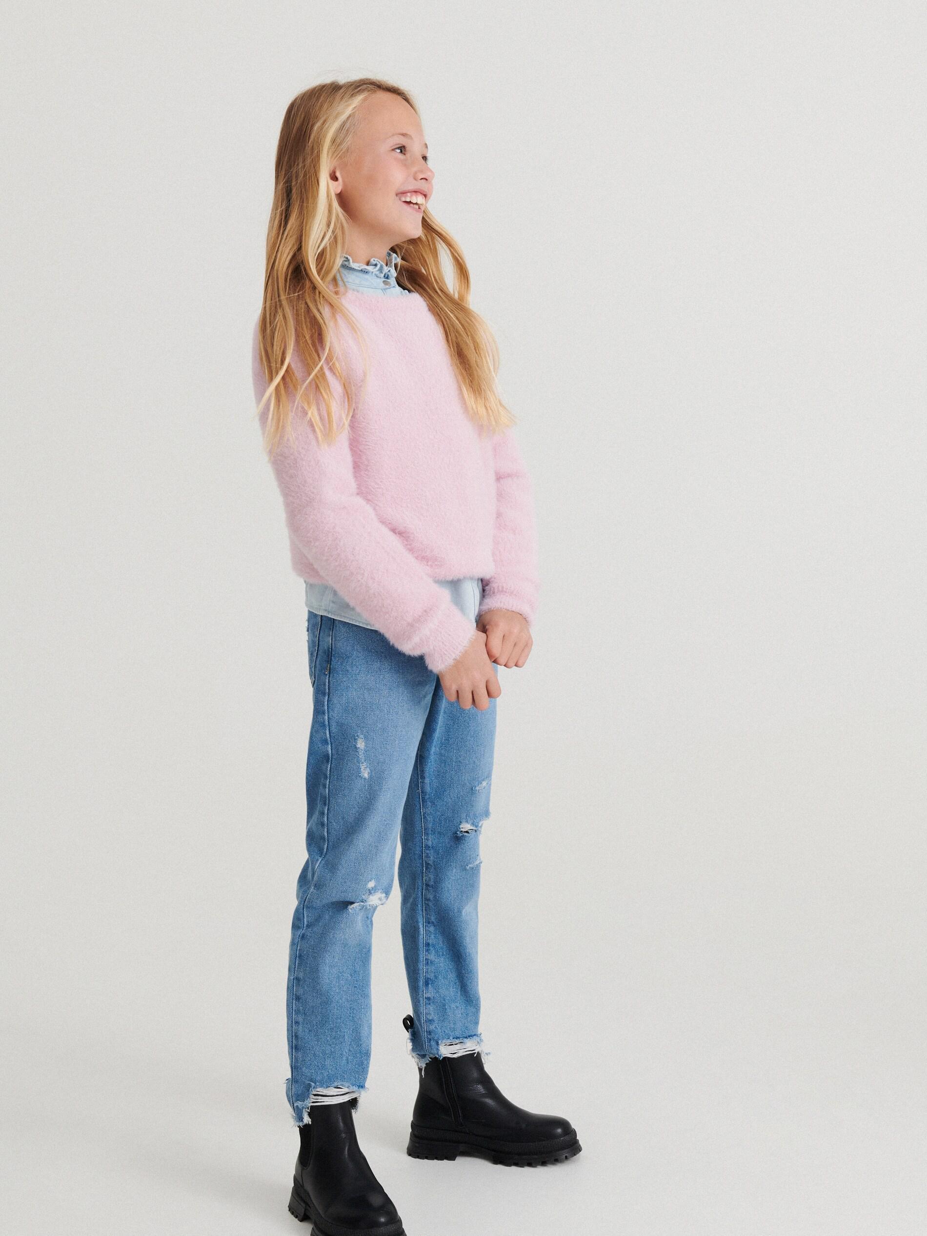 Pink Fluffy Sweater, Kids Girl, , large image number 1