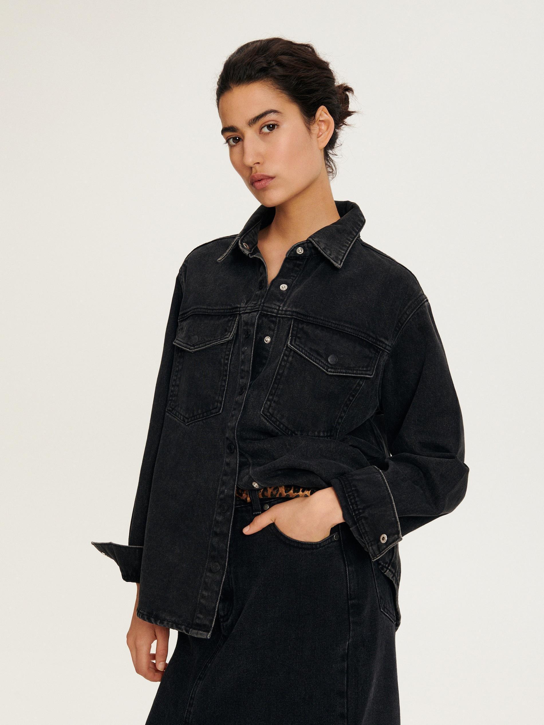 Black Denim Shirt, , large image number 0