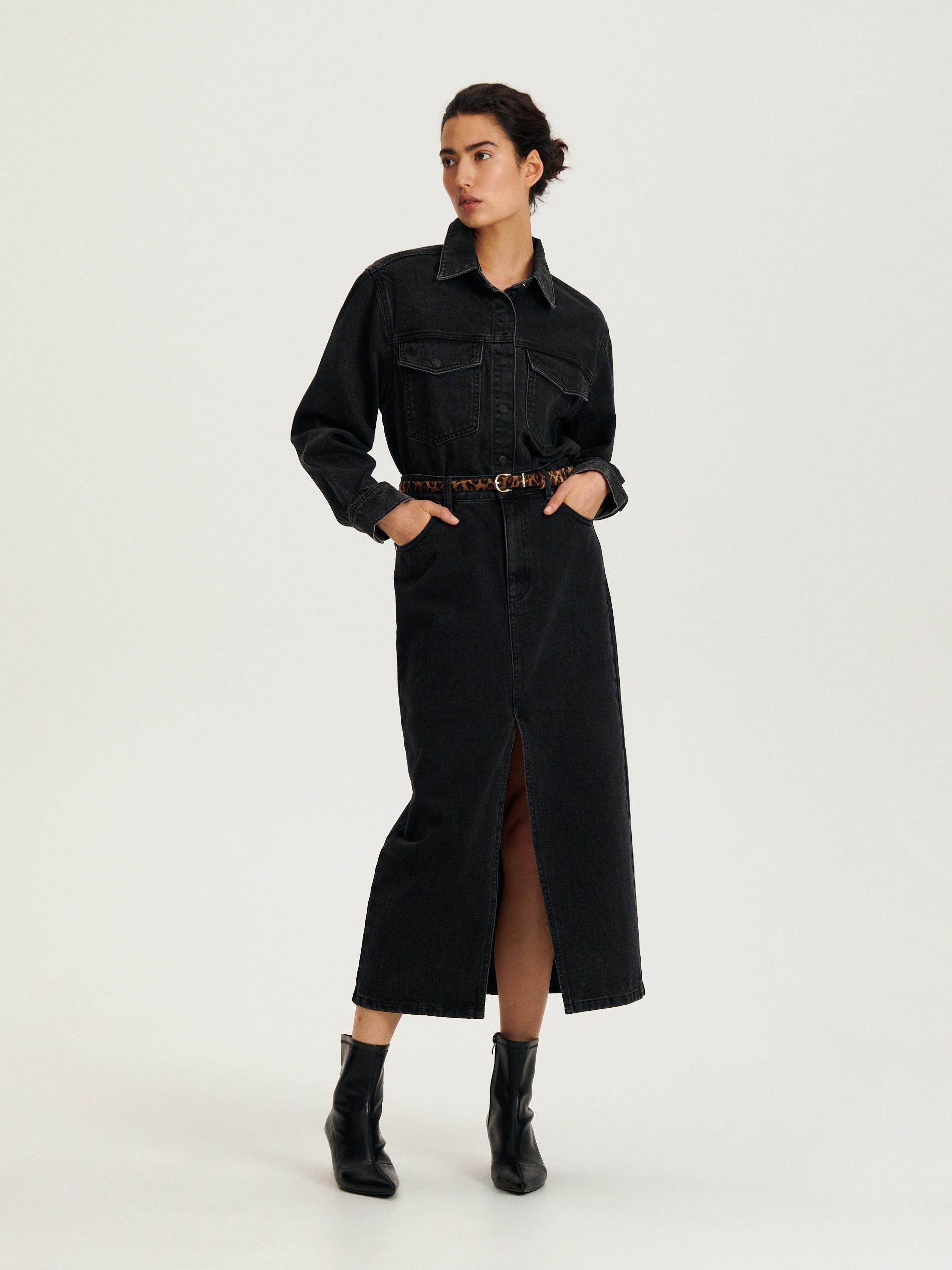 Black Denim Shirt, , large image number 1