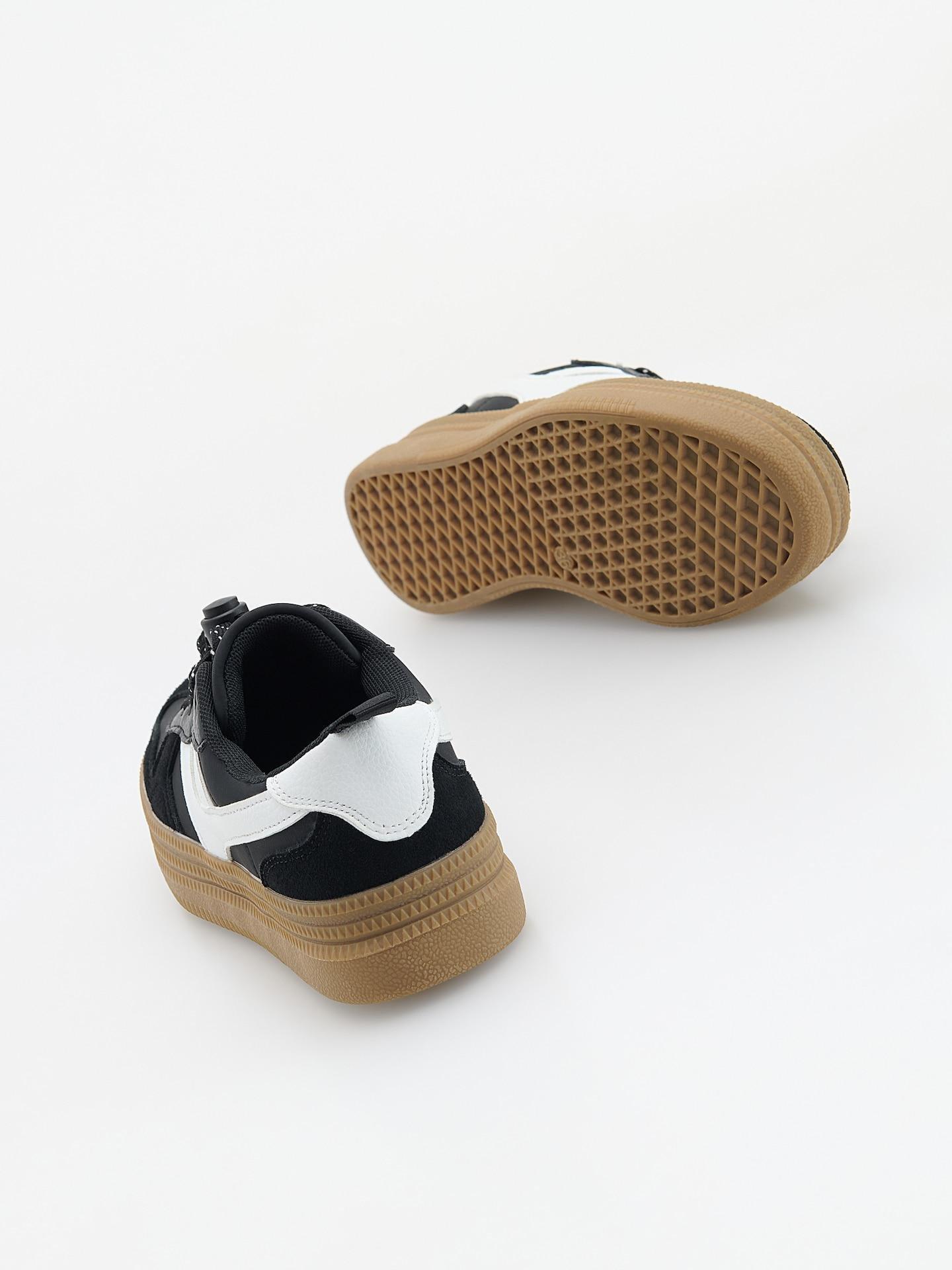 Black Leather Imitation Trainers, Black, medium