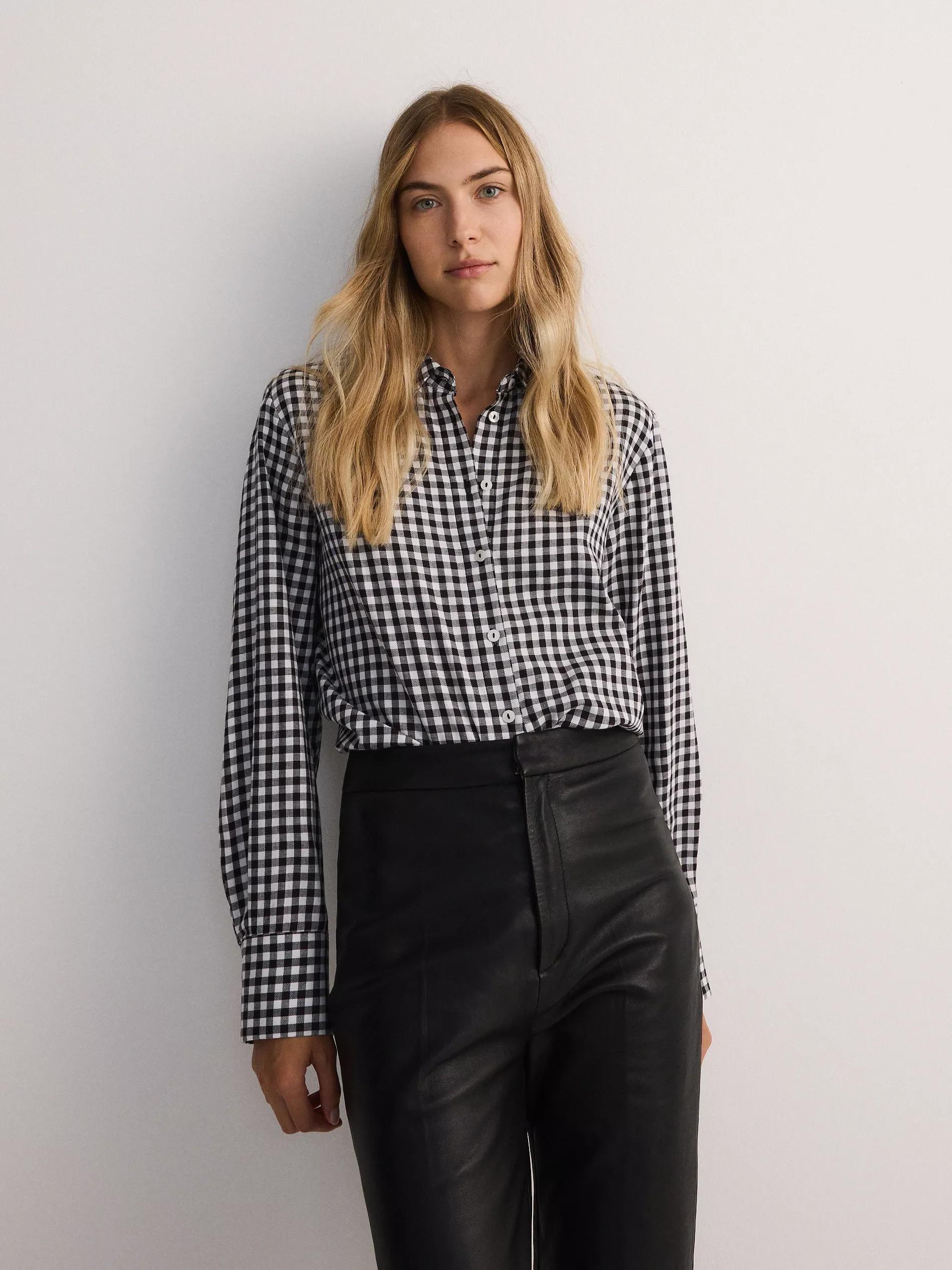 Black Checked Cotton Shirt, , large image number 0