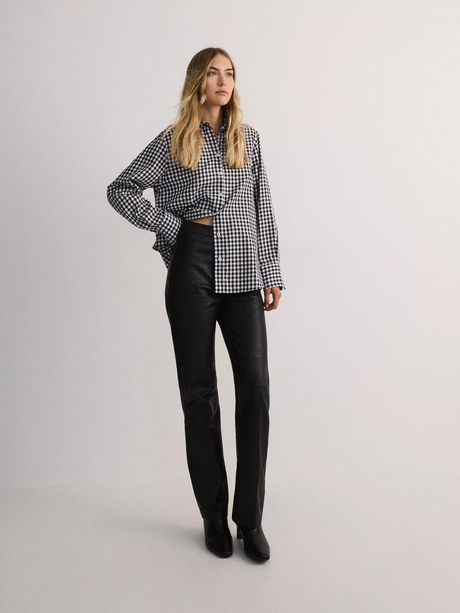 Black Checked Cotton Shirt, , large image number 1