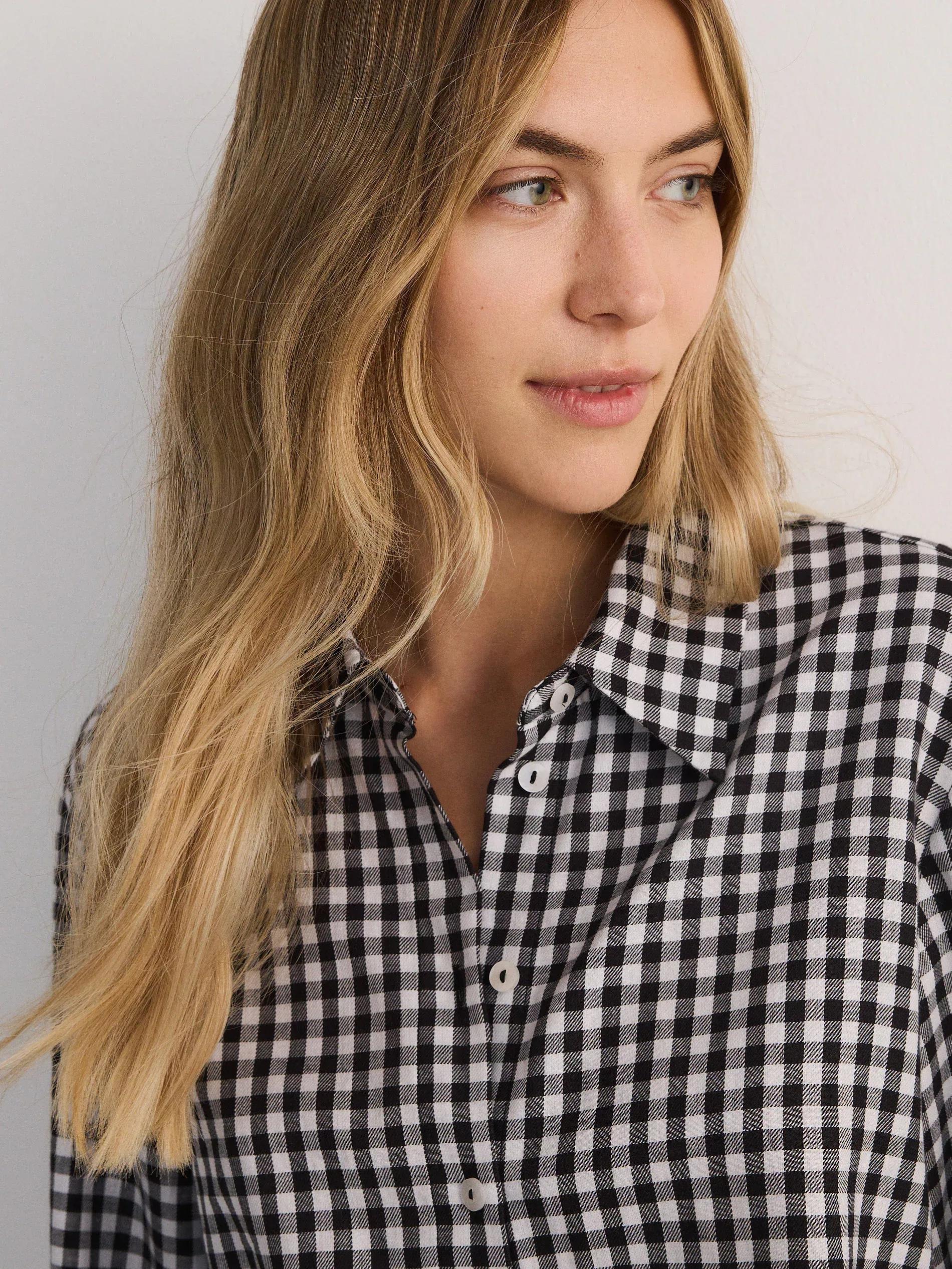 Black Checked Cotton Shirt, , large image number 2