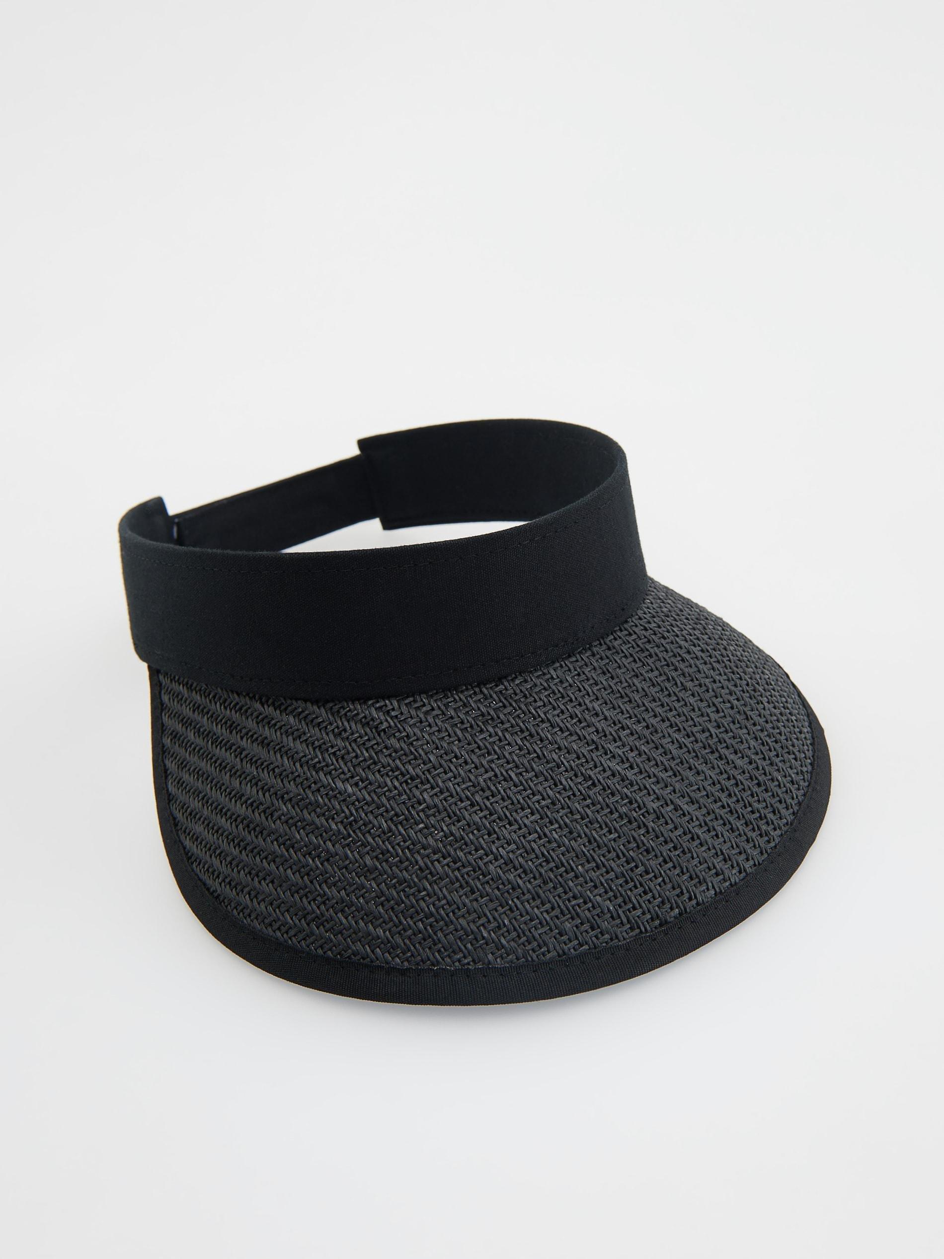 Black Straw Sun Visor Cap, , large image number 0