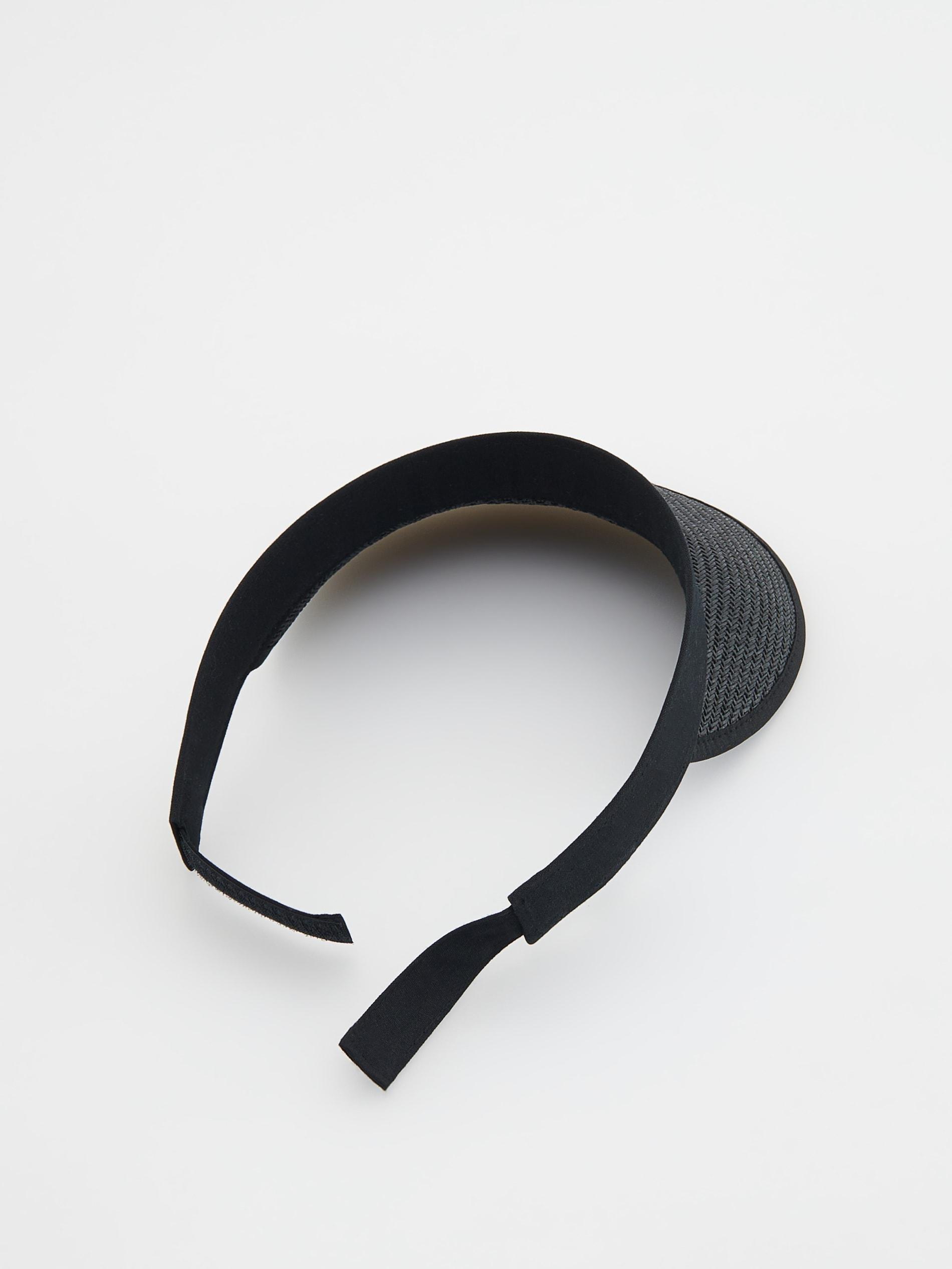 Black Straw Sun Visor Cap, , large image number 1