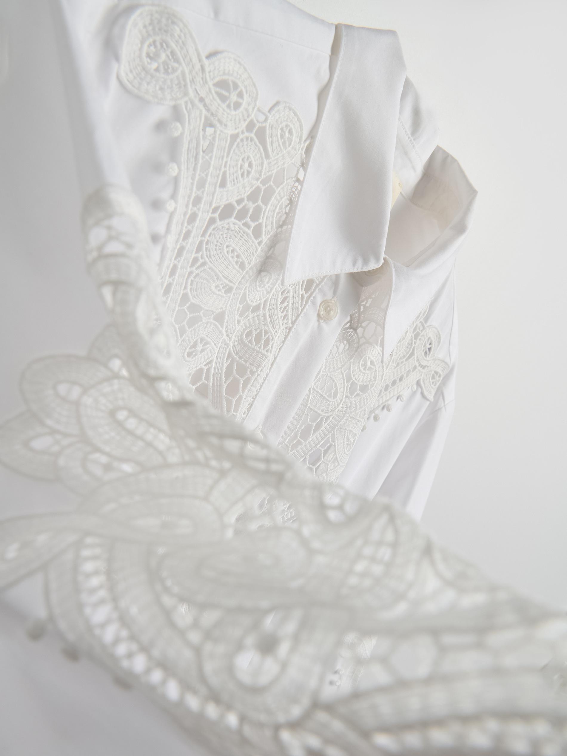 White Midi Dress With Belt, White, large image number 6