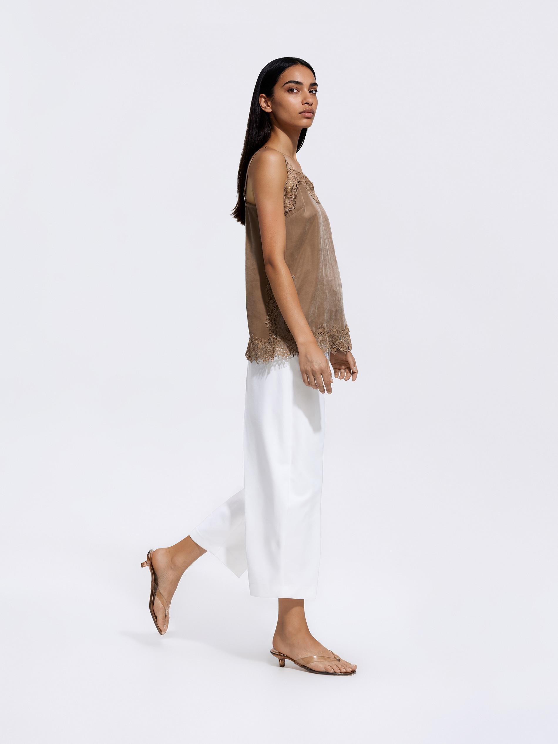 White Trousers With Pressed Crease, White, large image number 0