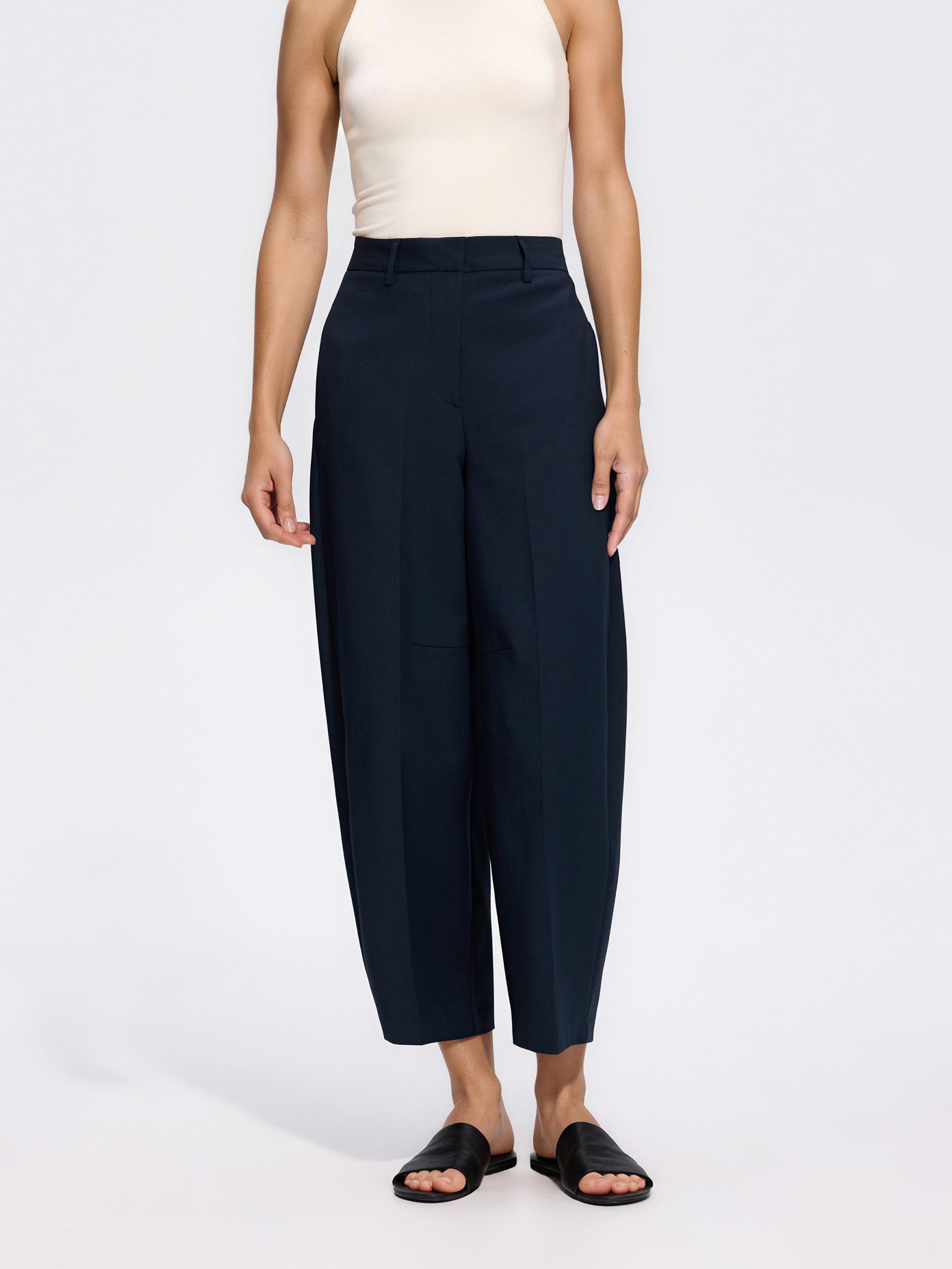 Navy Trousers With Pressed Crease, Navy, large image number 0