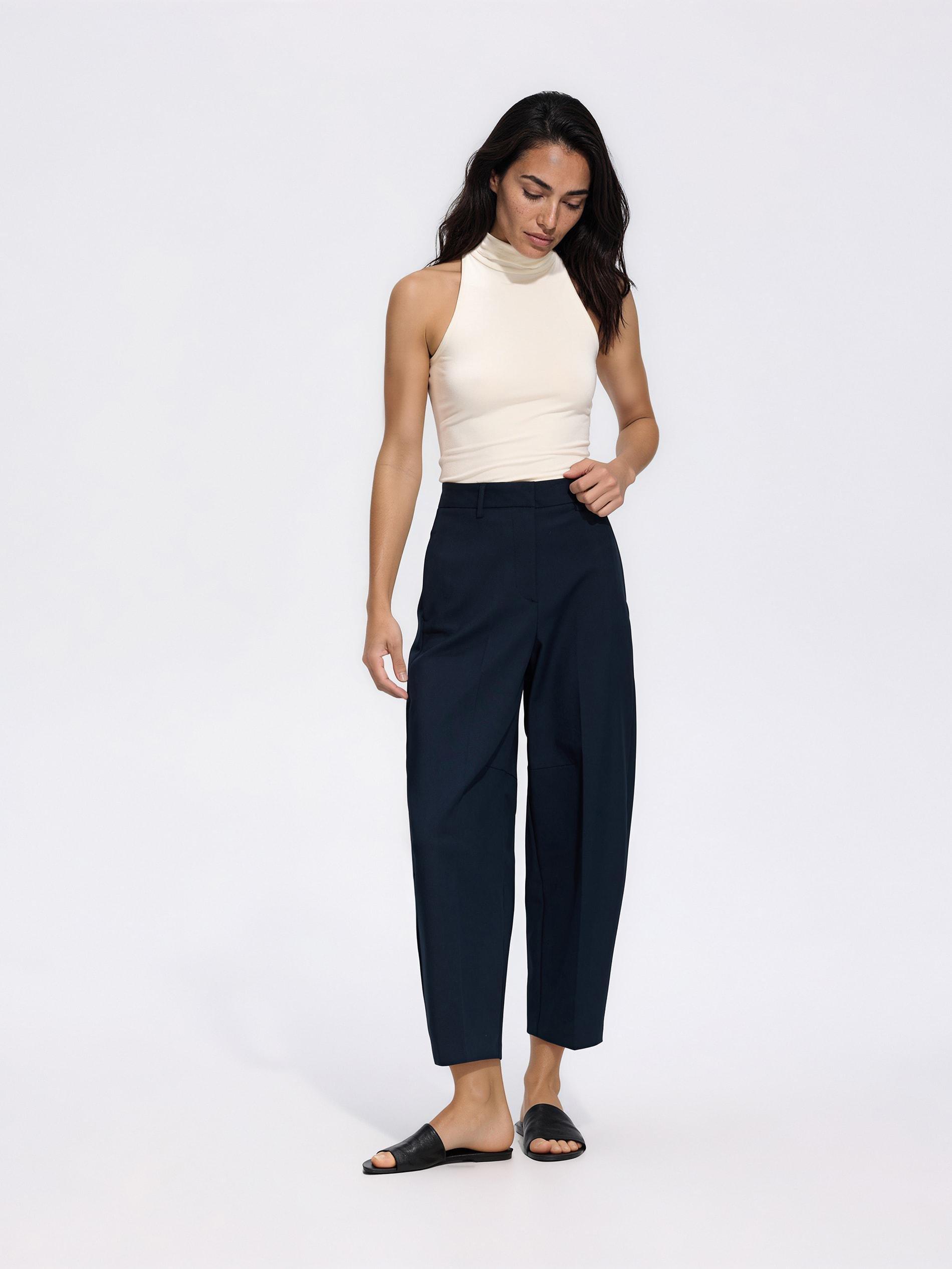 Navy Trousers With Pressed Crease, Navy, medium