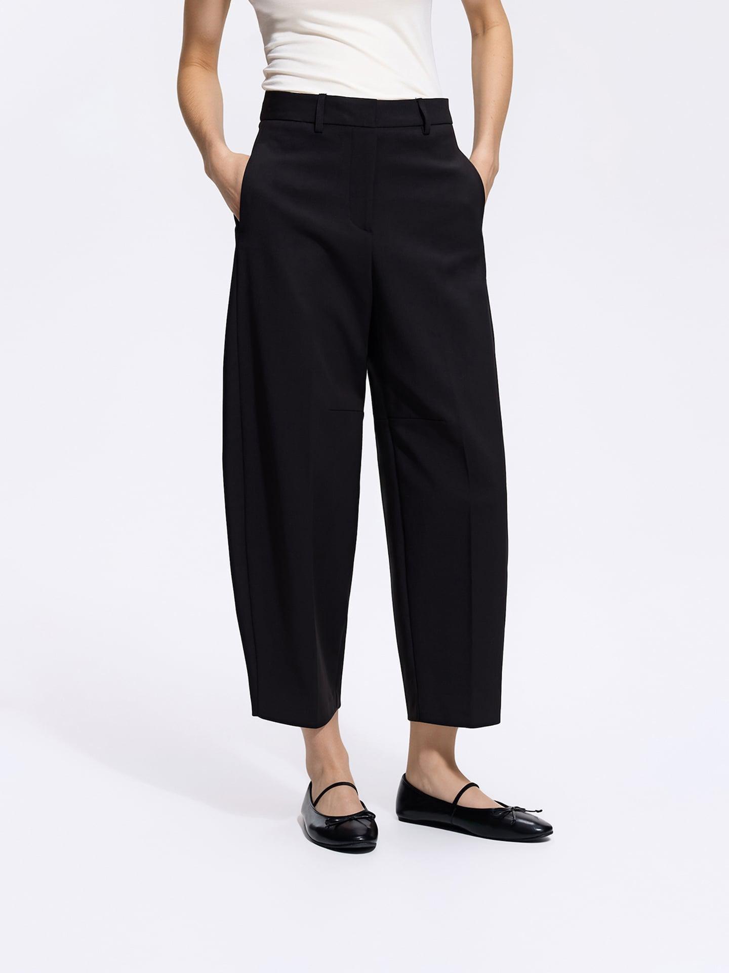 Black Trousers With Pressed Crease, Black, large image number 0