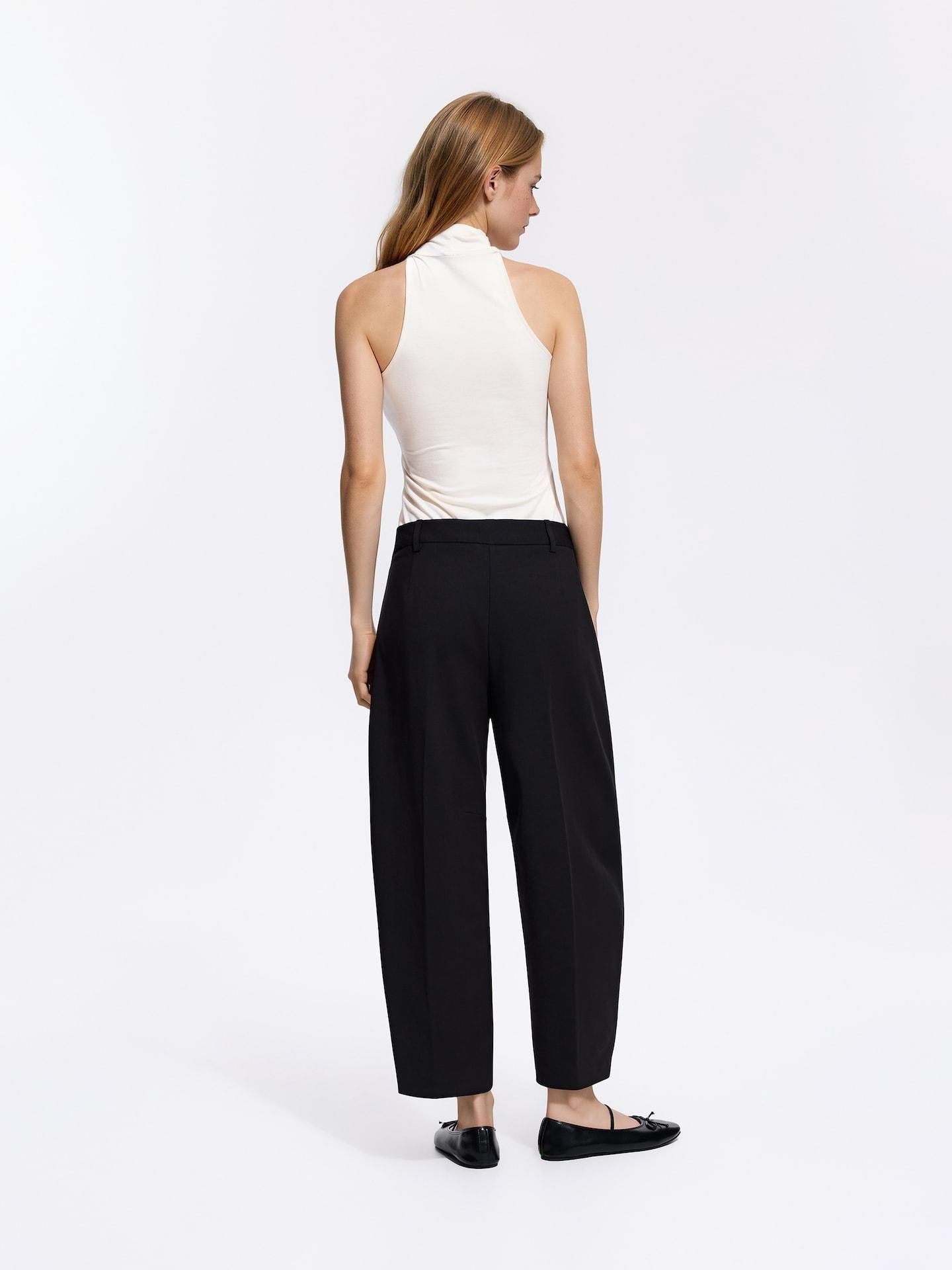 Black Trousers With Pressed Crease, Black, large image number 2
