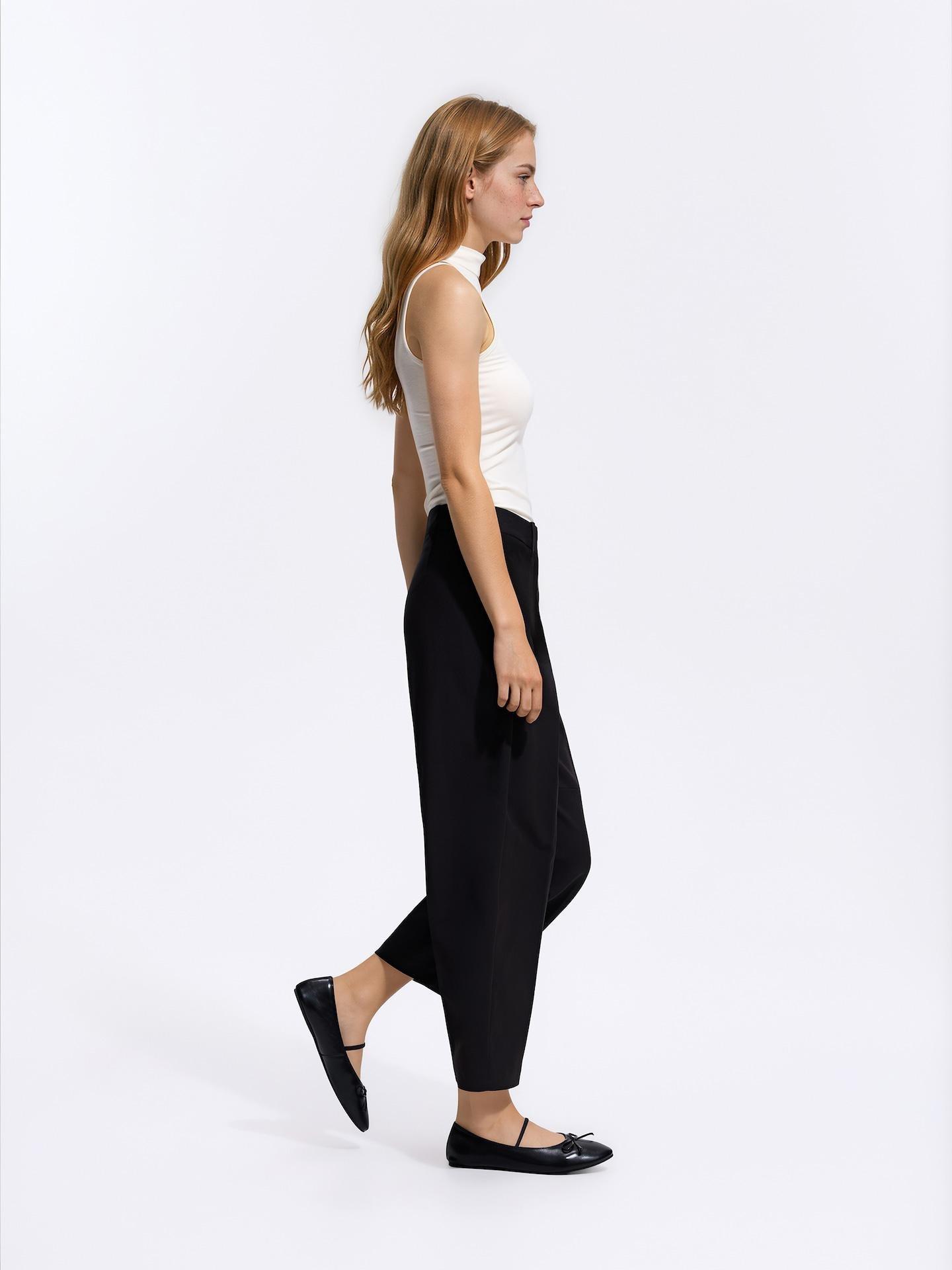 Black Trousers With Pressed Crease, Black, large image number 3