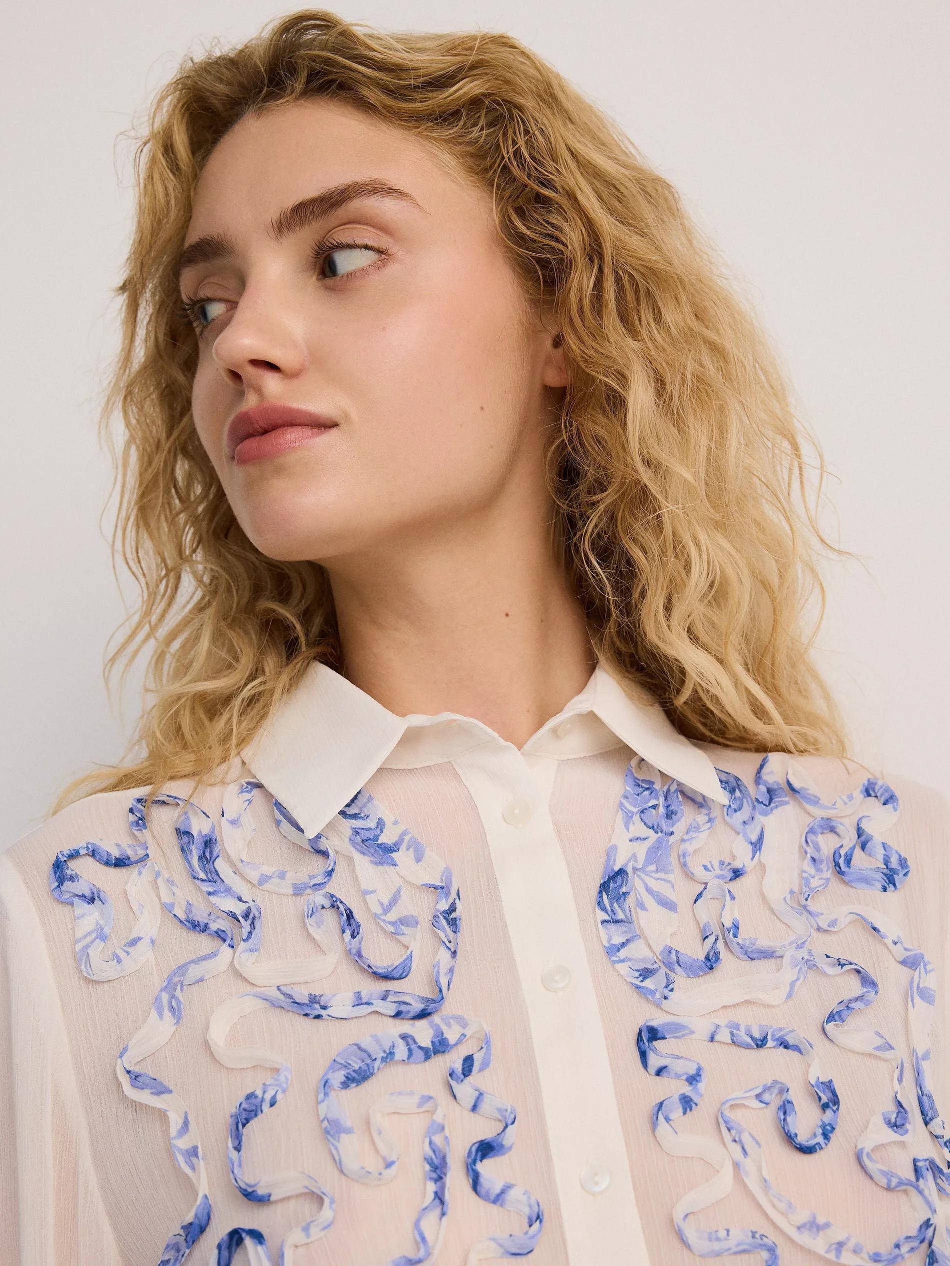 White Patterned Shirt, , large image number 2