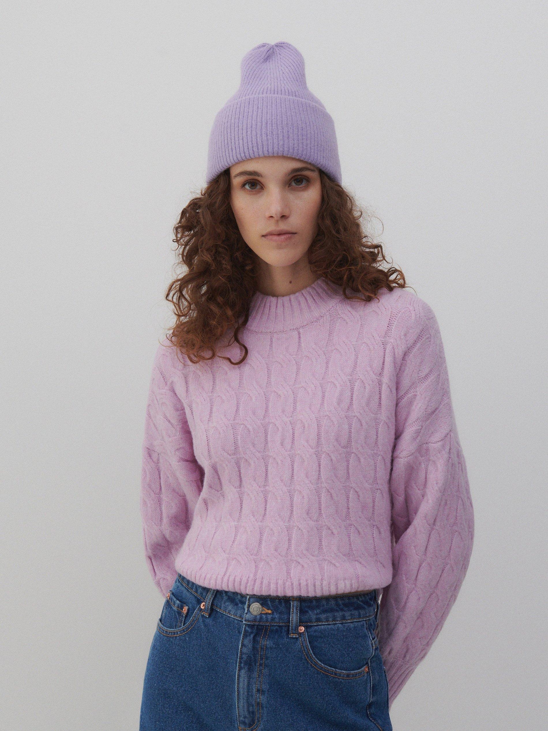 Lavender Cable-Knit Sweater, Women, , large image number 0