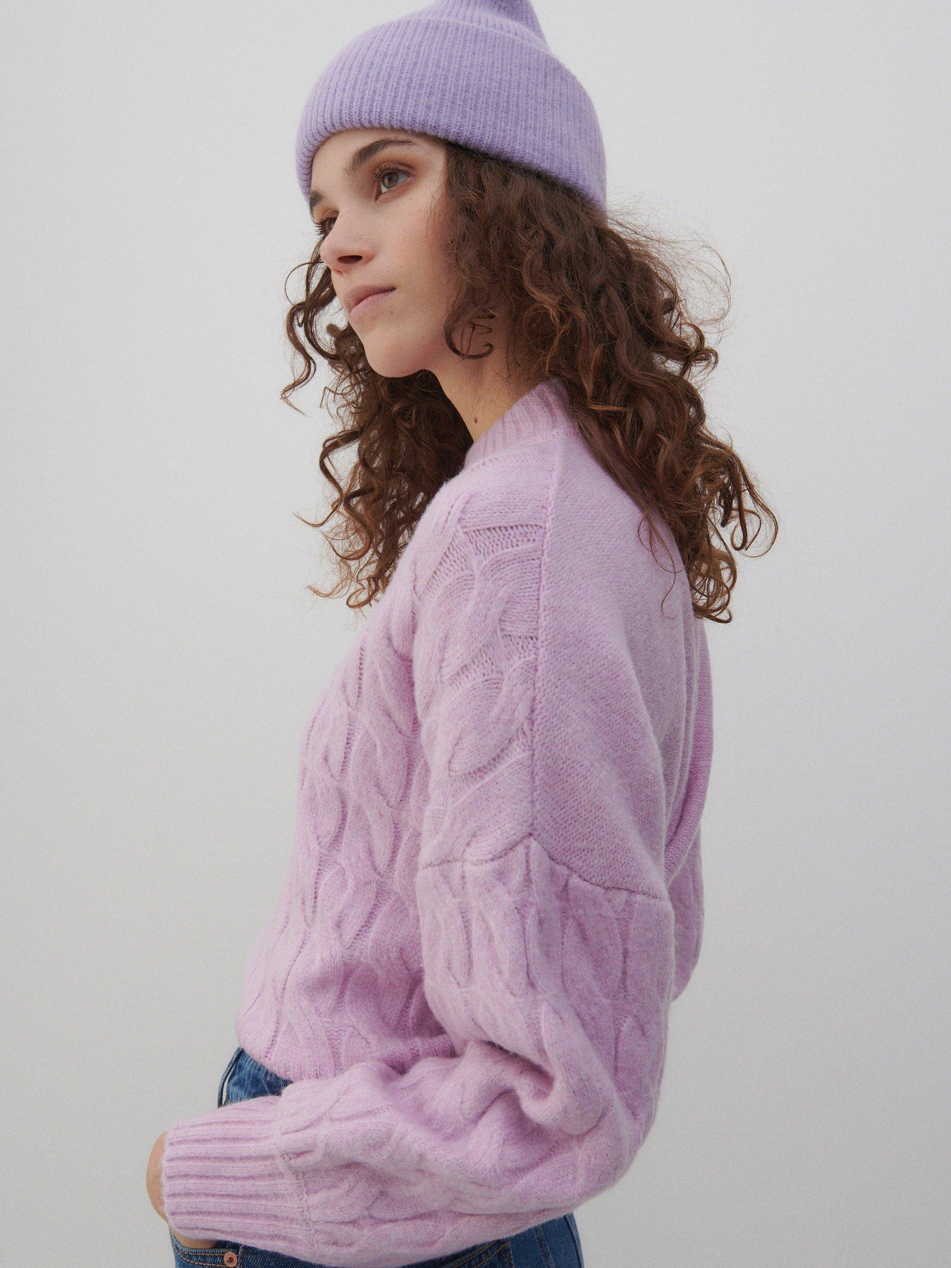 Lavender Cable-Knit Sweater, Women, , large image number 2