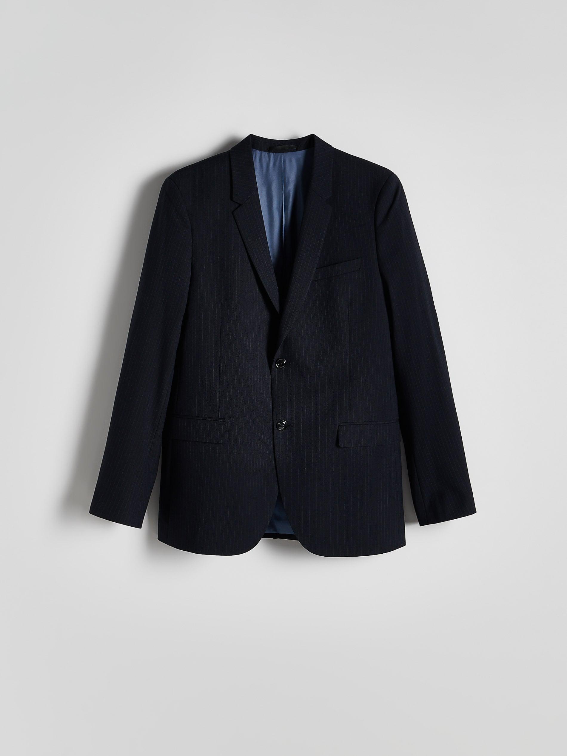 Navy Lapel Collar Blazer, , large image number 4
