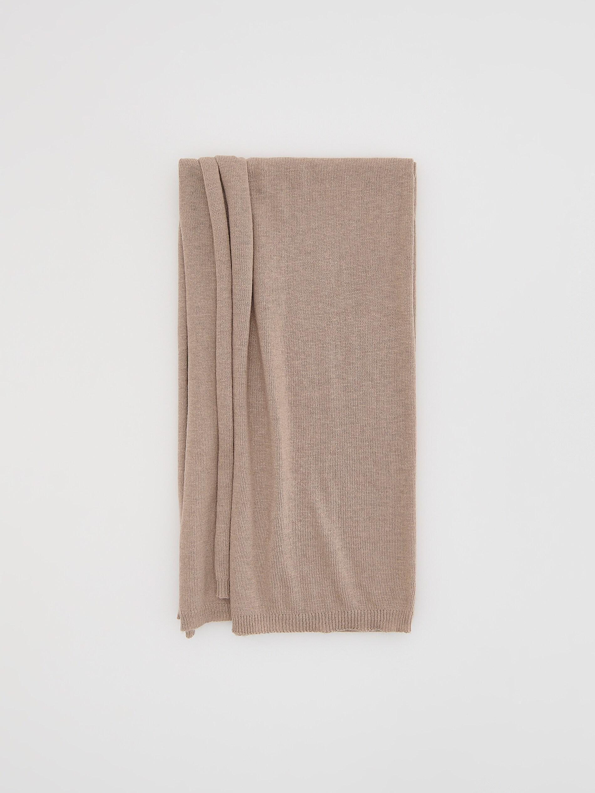 Beige Plain Scarf, Beige, large image number 0