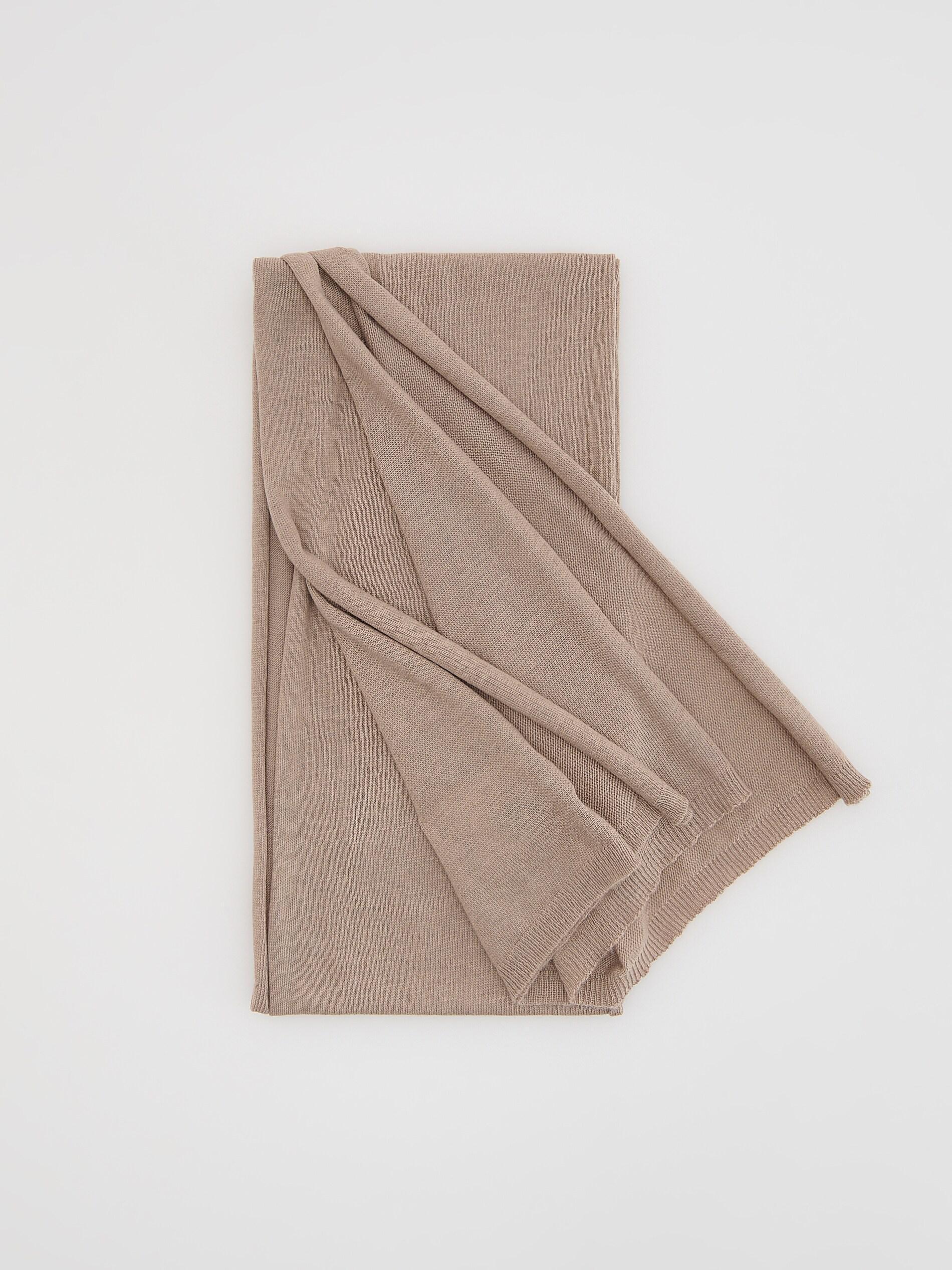 Beige Plain Scarf, Beige, large image number 1