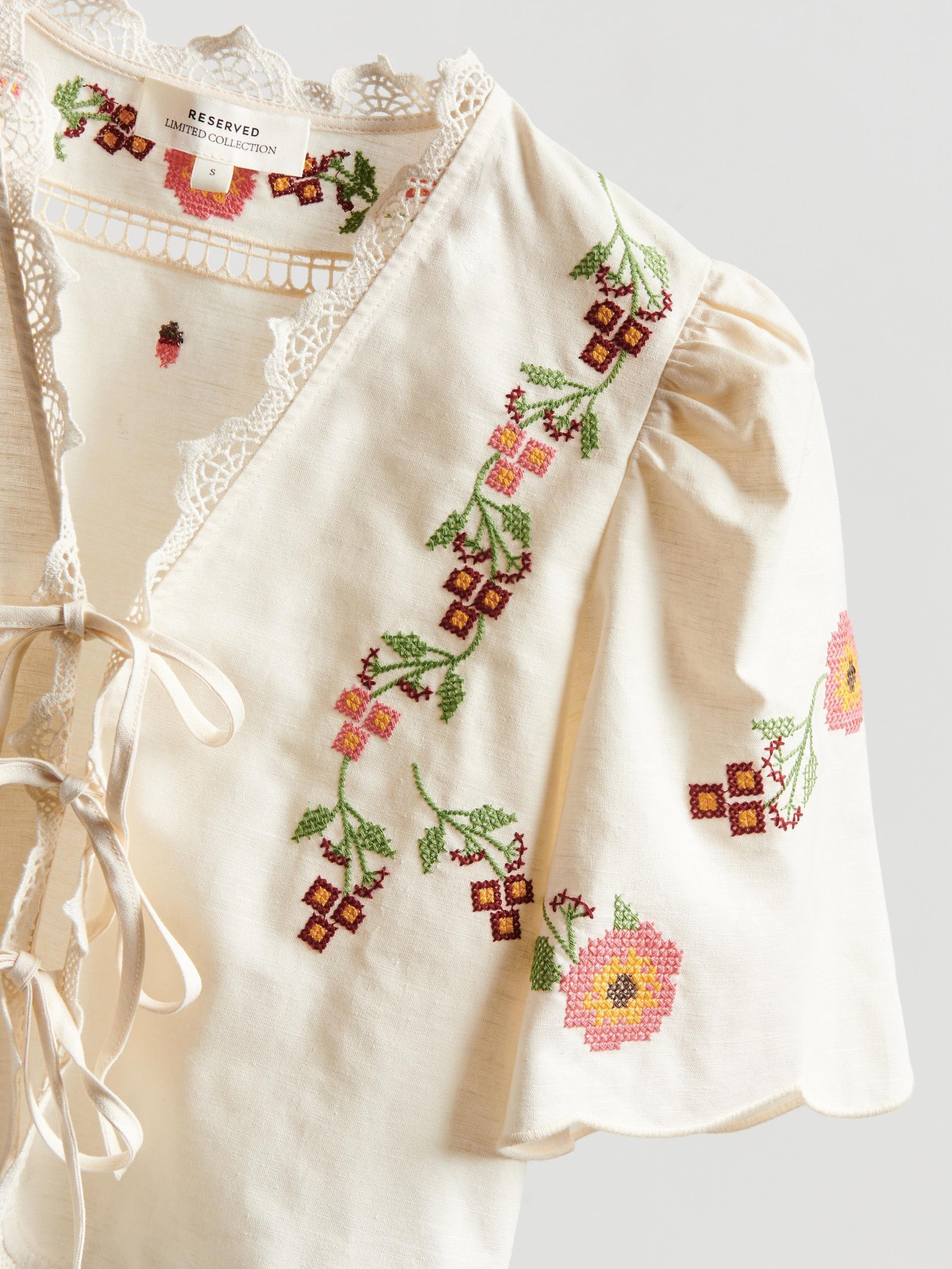 Beige Blouse With Embroidery Detailing, Beige, large image number 8