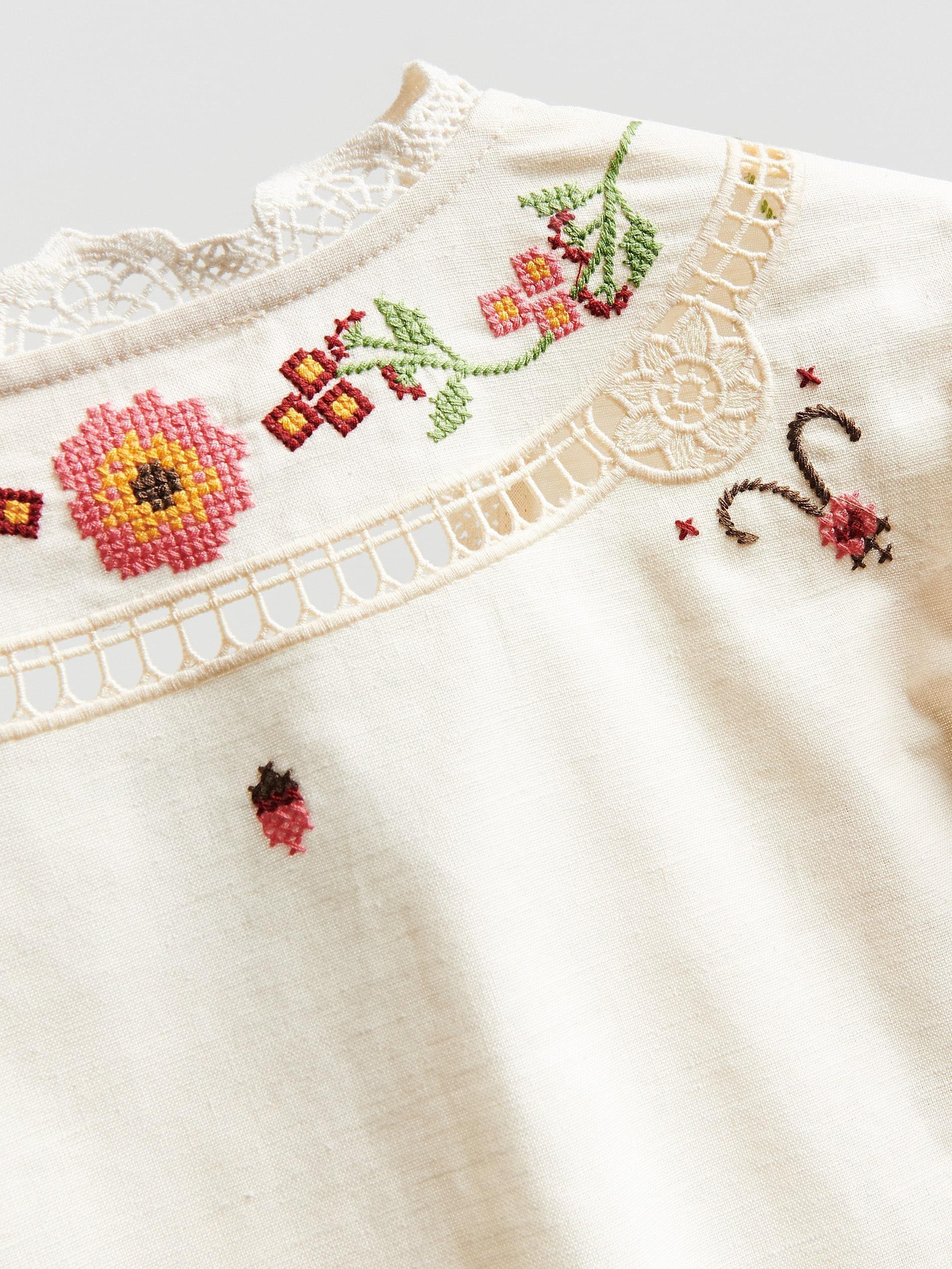Beige Blouse With Embroidery Detailing, Beige, large image number 9