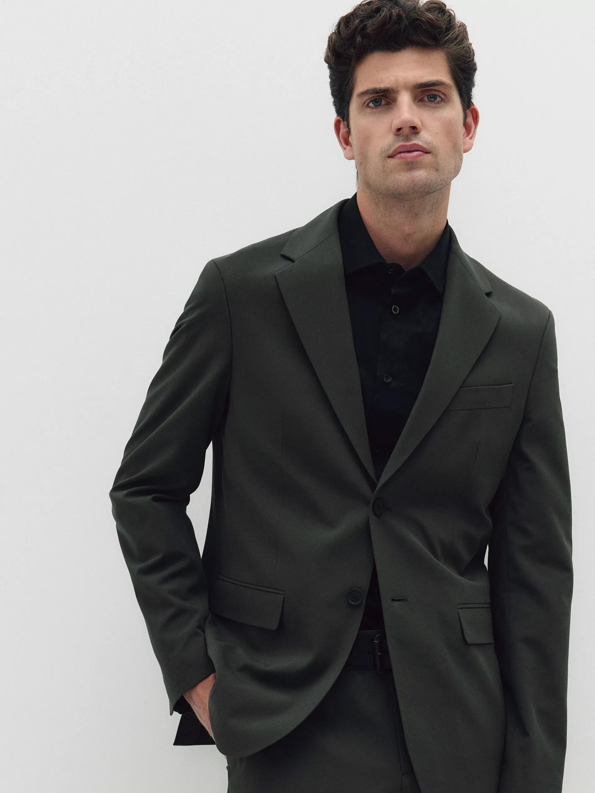 Khaki Super Slim Fit Jacket, , large image number 6