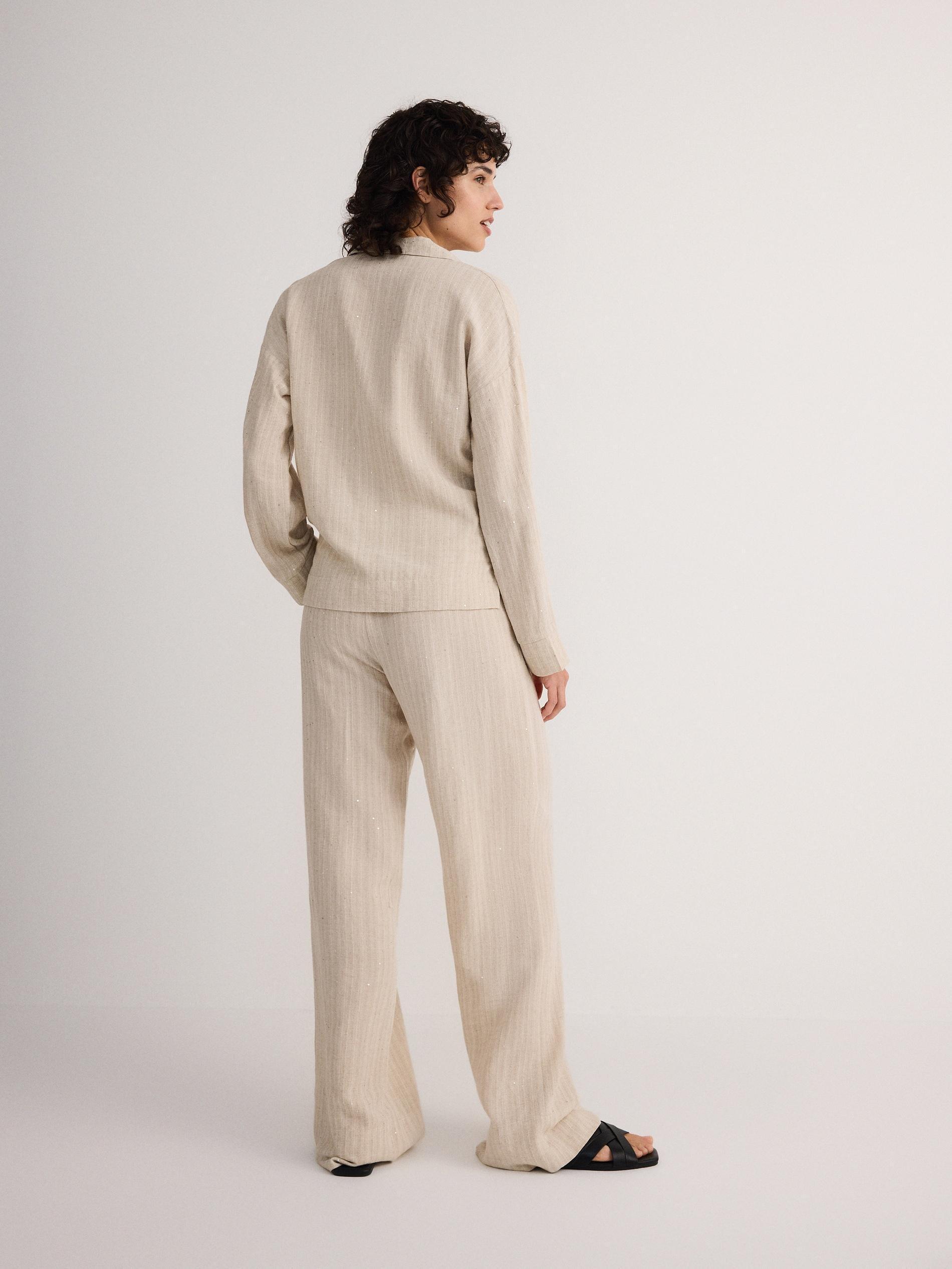 Beige Wide Leg Trousers, , large image number 3
