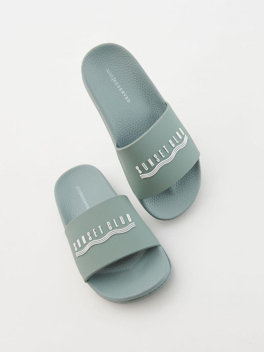 Green Printed Slippers, , large image number 0