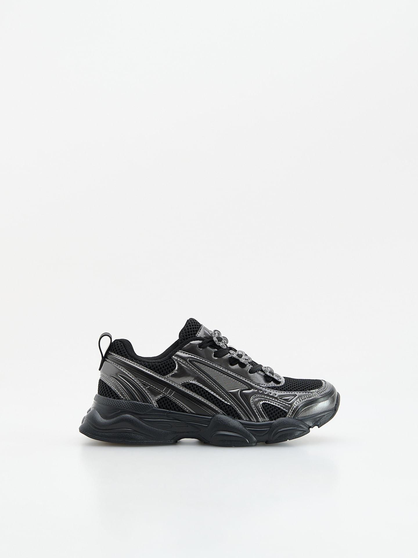 Black Combined Materials Sneakers, Black, large image number 1
