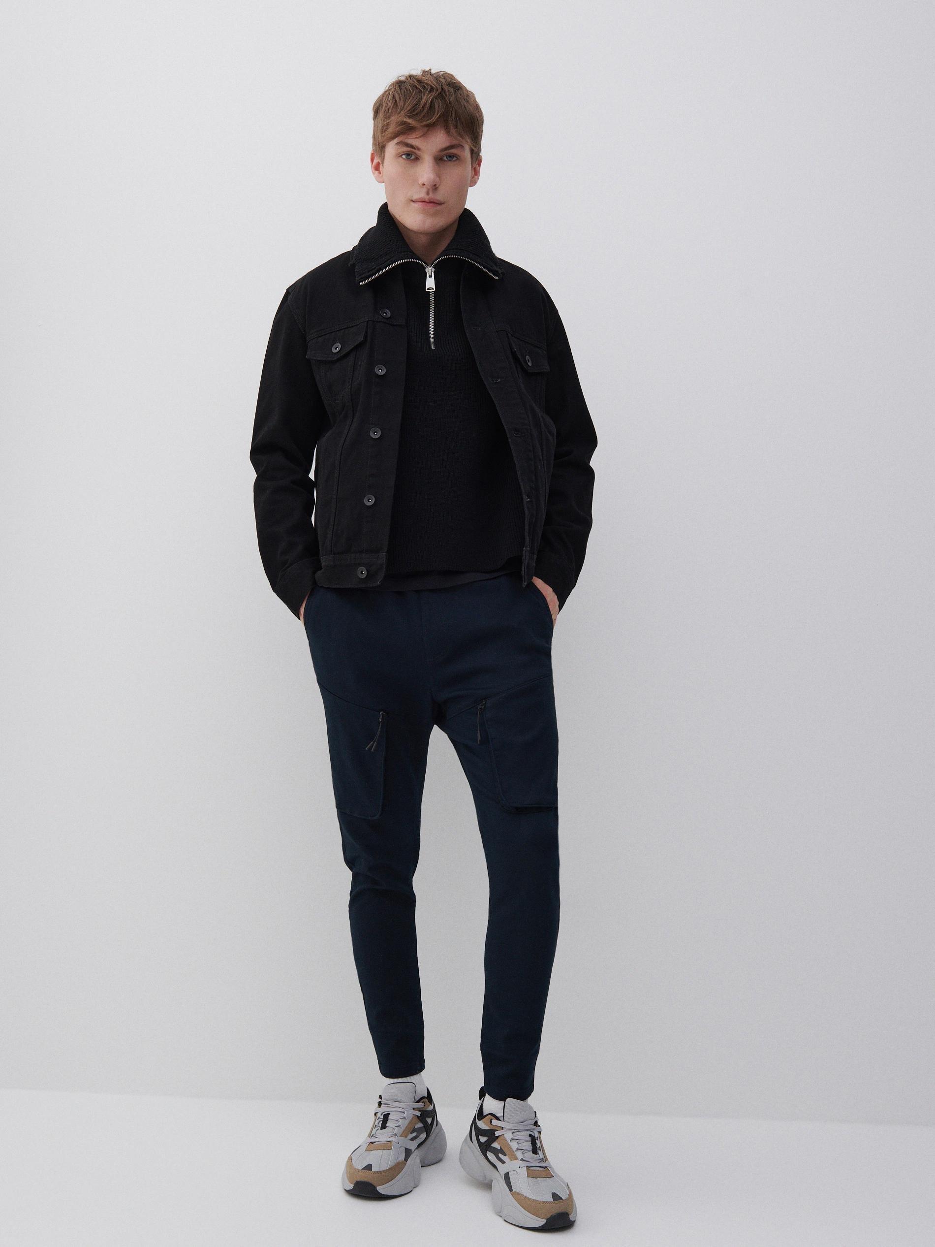 Navy Cotton Cargo Pants, , large image number 0