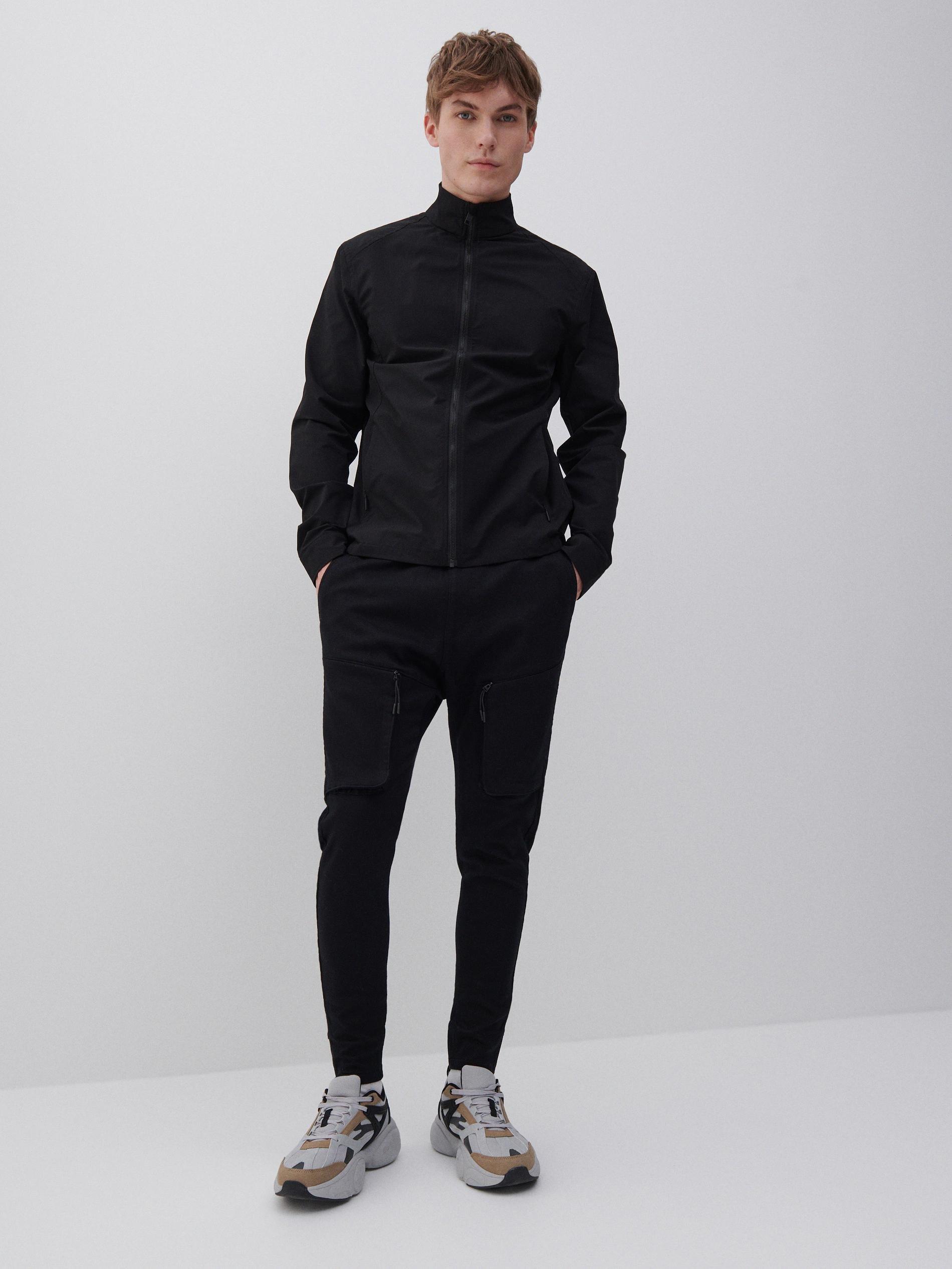 Black Cotton Cargo Pants, , large image number 0