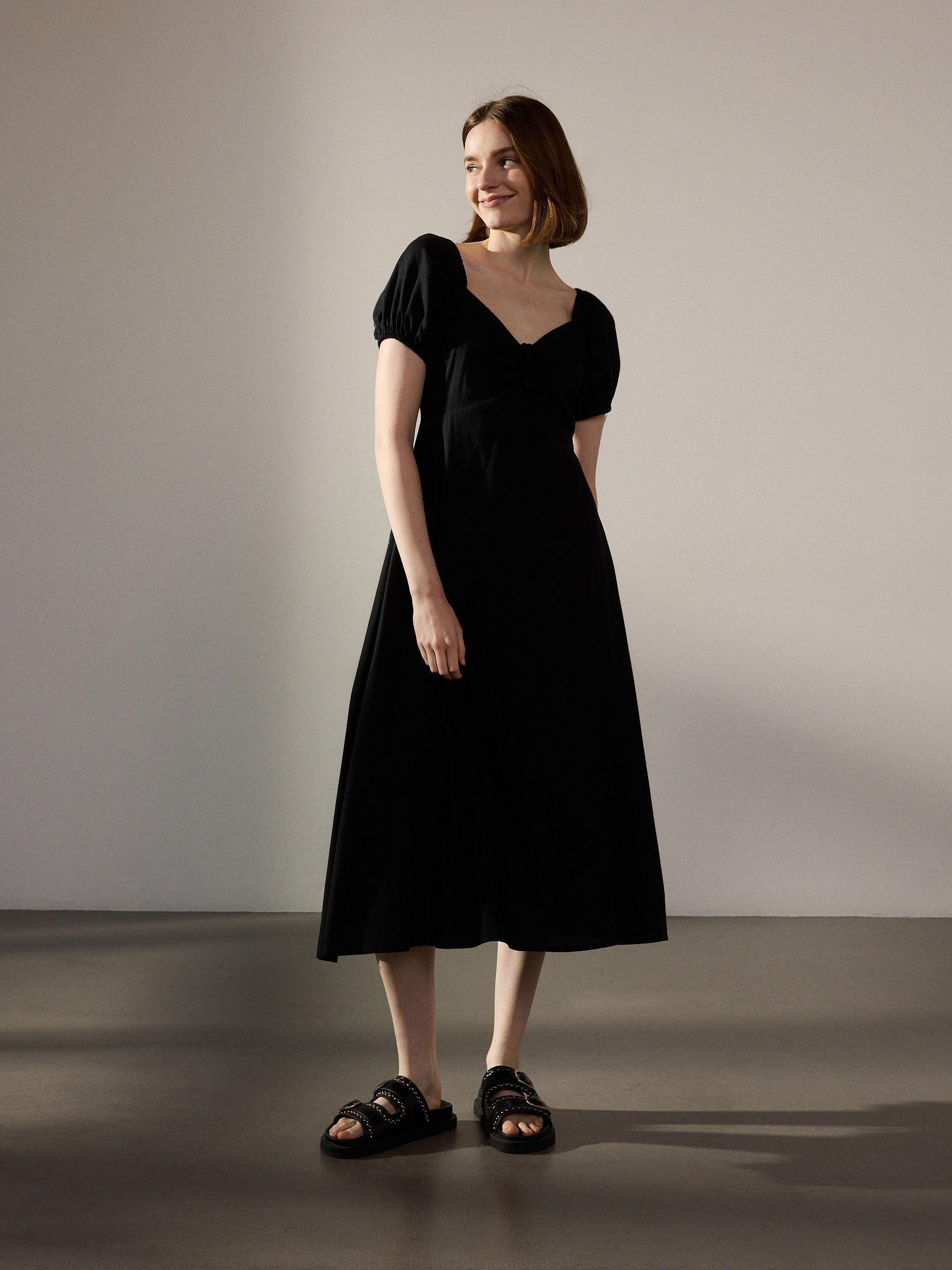 Black Short Puffs Dress, , large image number 1
