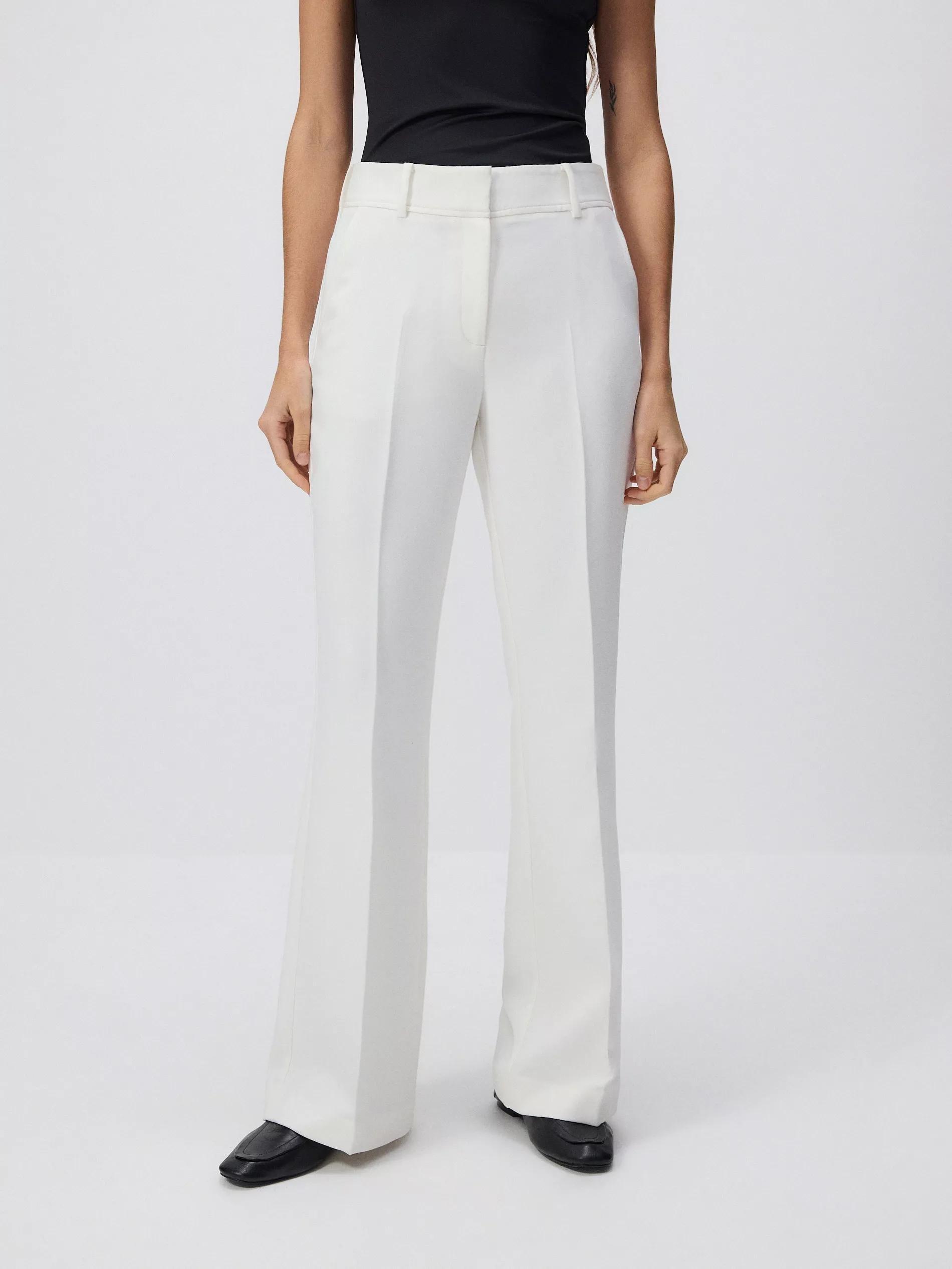 White Flare Trousers With Pressed Crease, , large image number 1