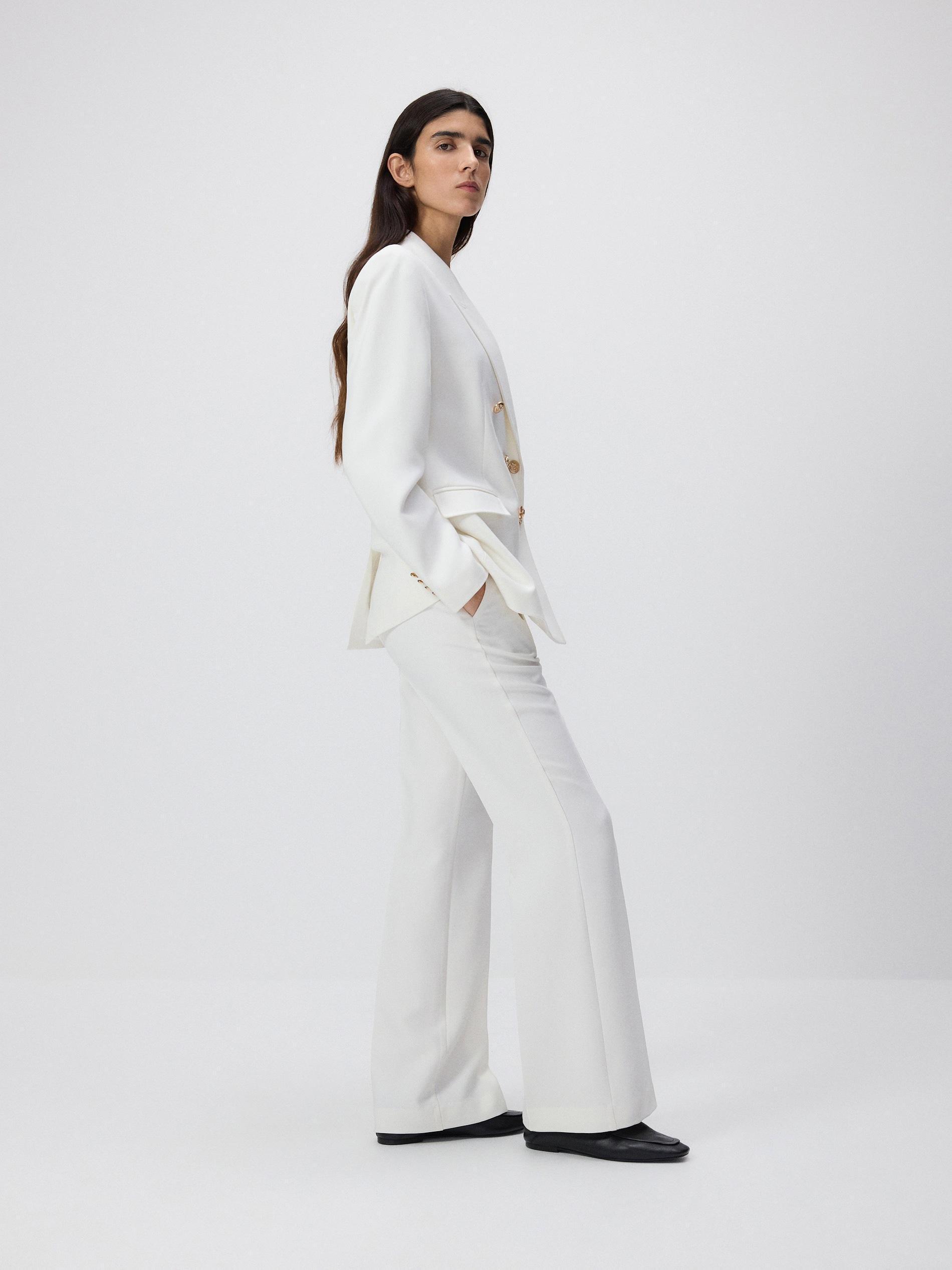 White Flare Trousers With Pressed Crease, , large image number 2