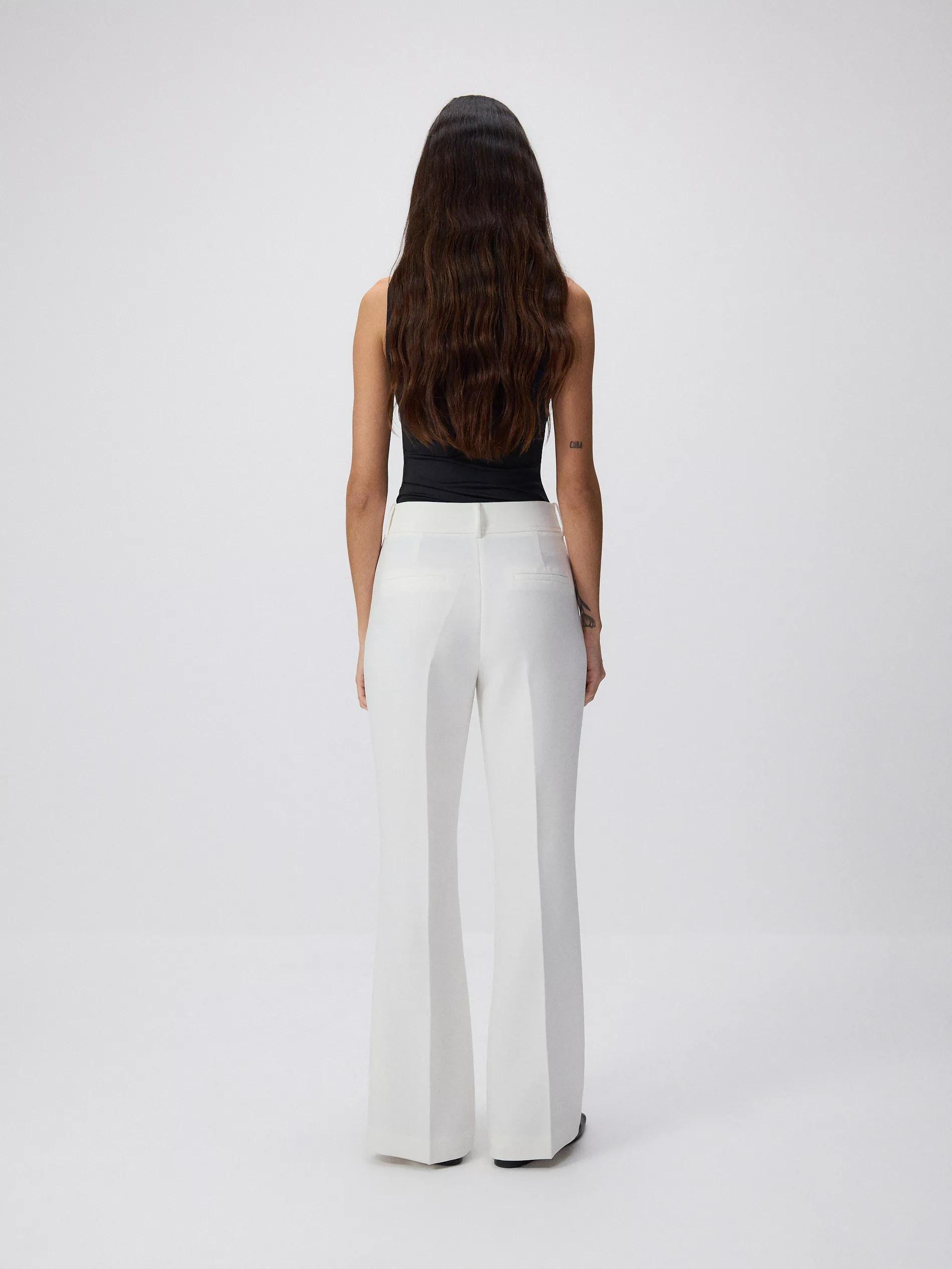 White Flare Trousers With Pressed Crease, , large image number 3