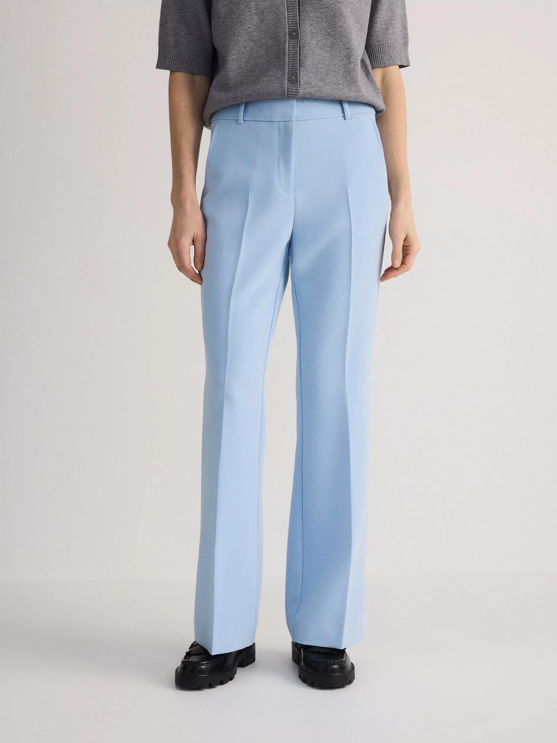 Blue Flare Trousers With Pressed Crease, , large image number 1