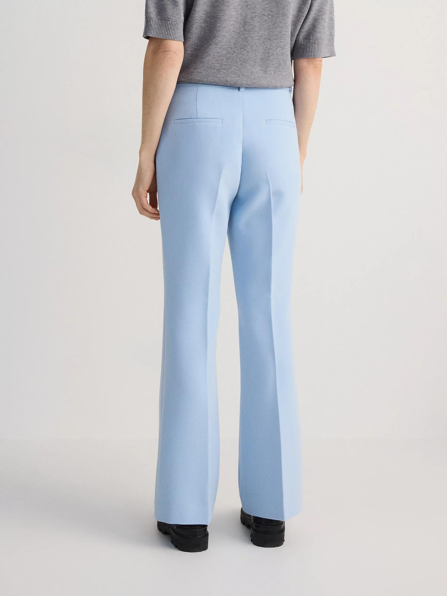 Blue Flare Trousers With Pressed Crease, , large image number 3