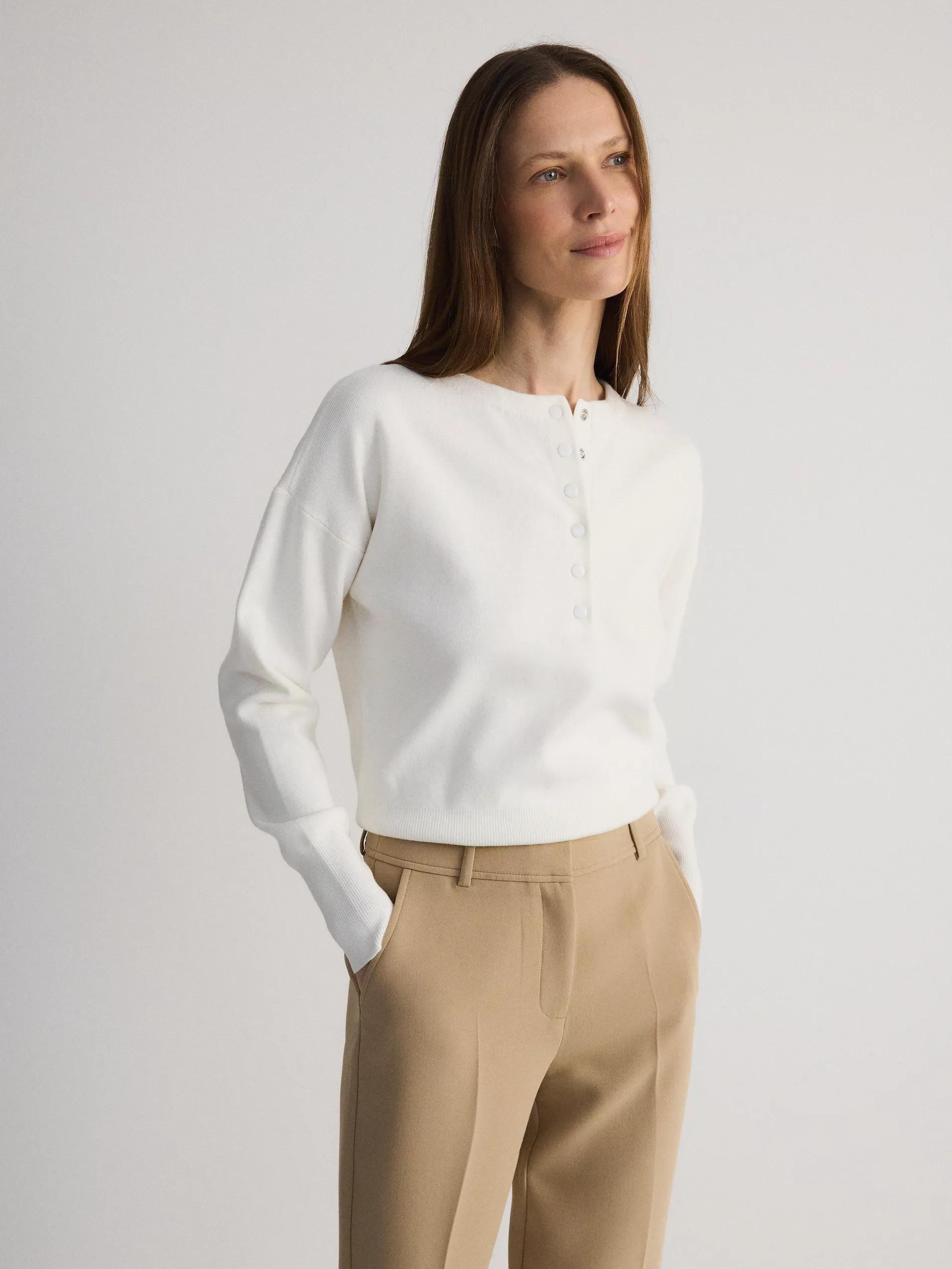 Beige Flare Trousers With Pressed Crease, , large image number 2