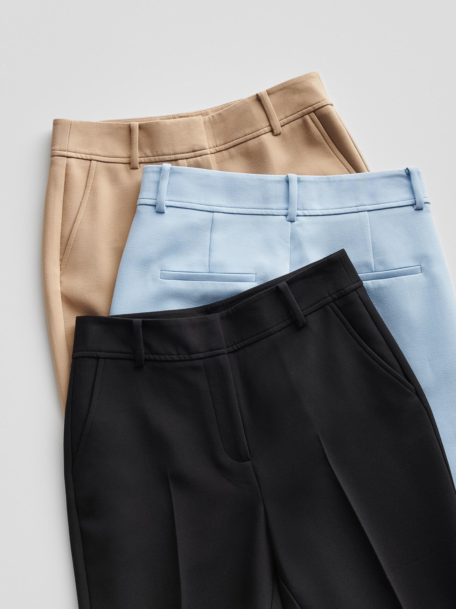 Beige Flare Trousers With Pressed Crease, Beige, large image number 3