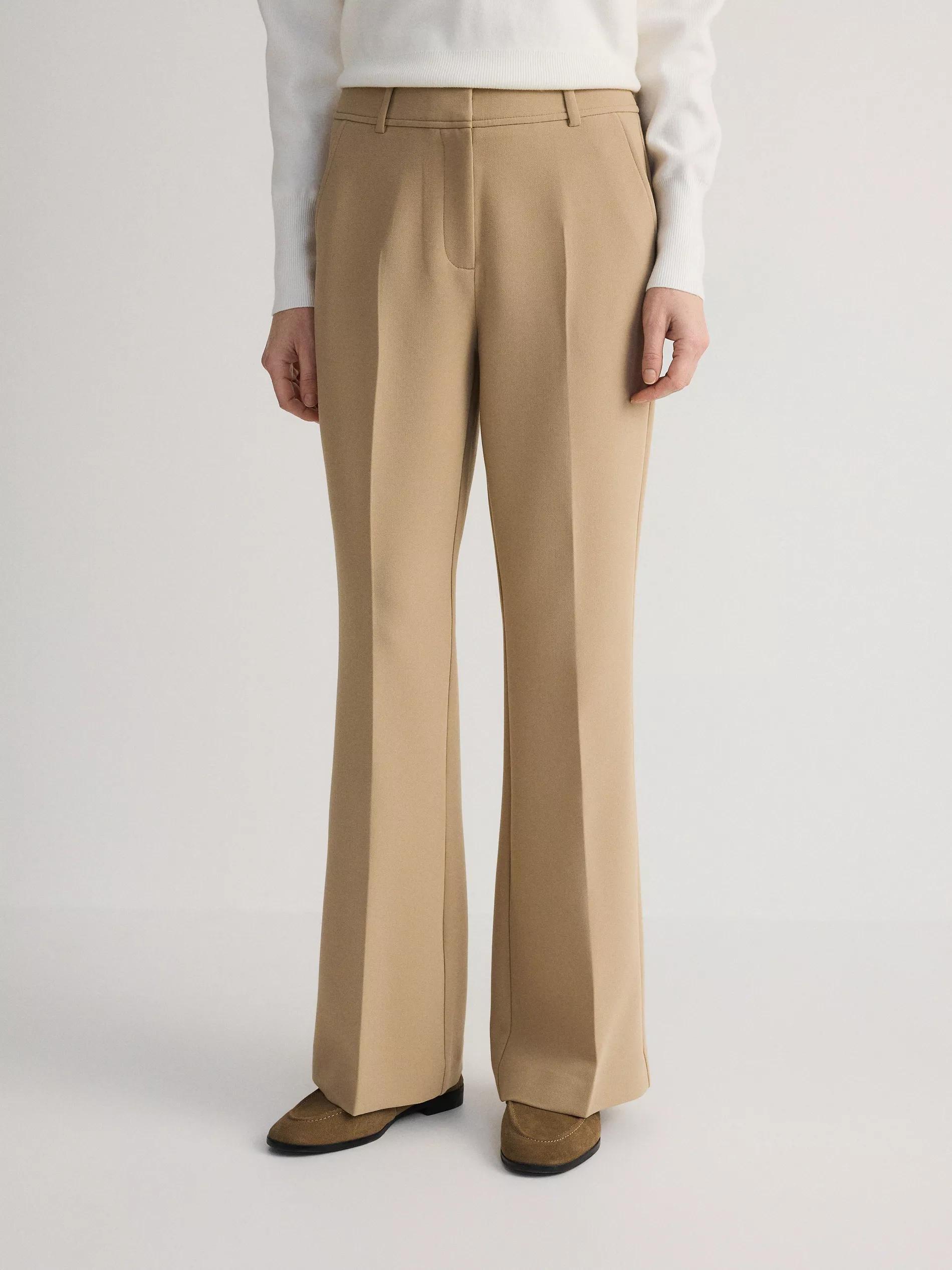 Beige Flare Trousers With Pressed Crease, , large image number 4
