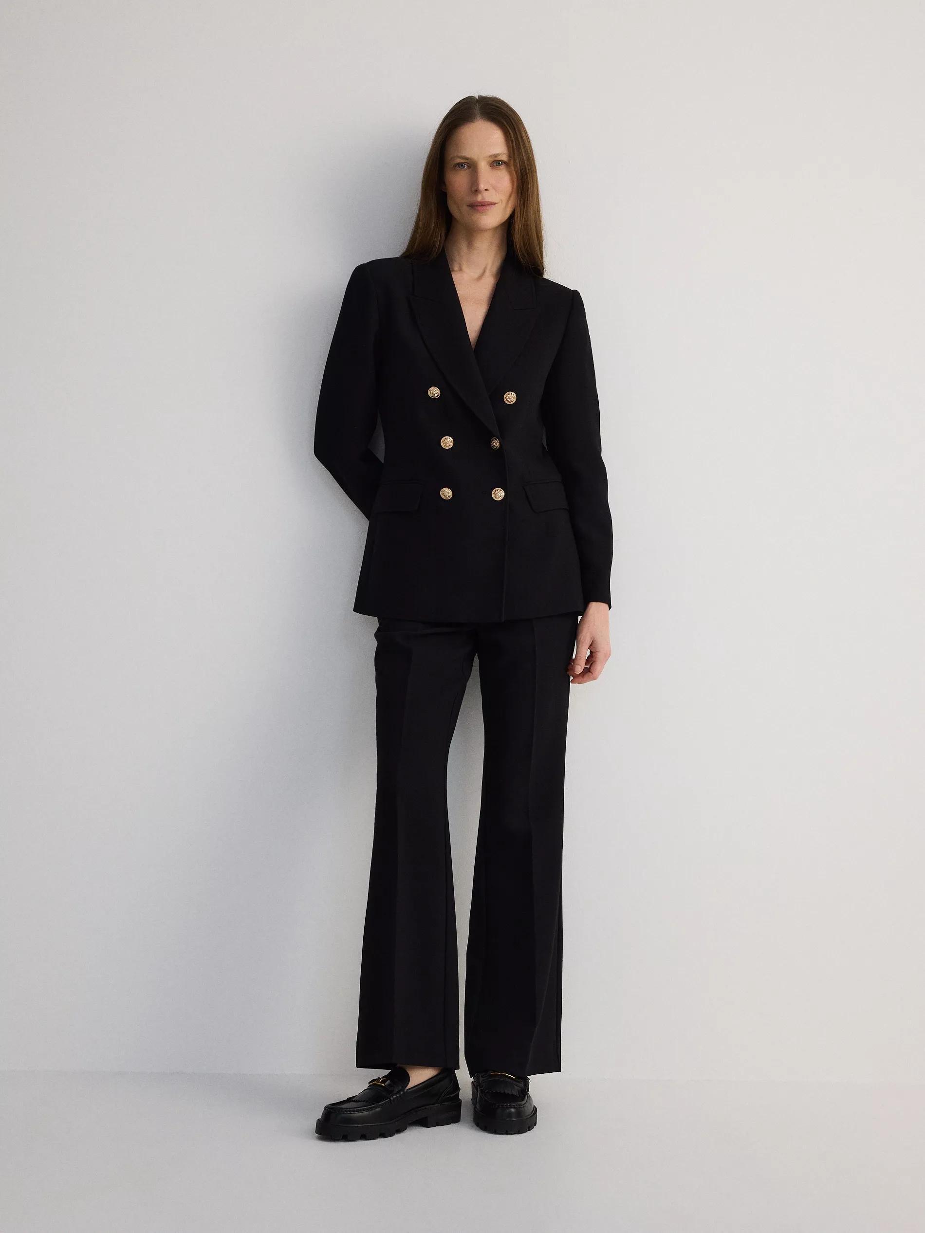Black Flared, Striped Pants, , large image number 1