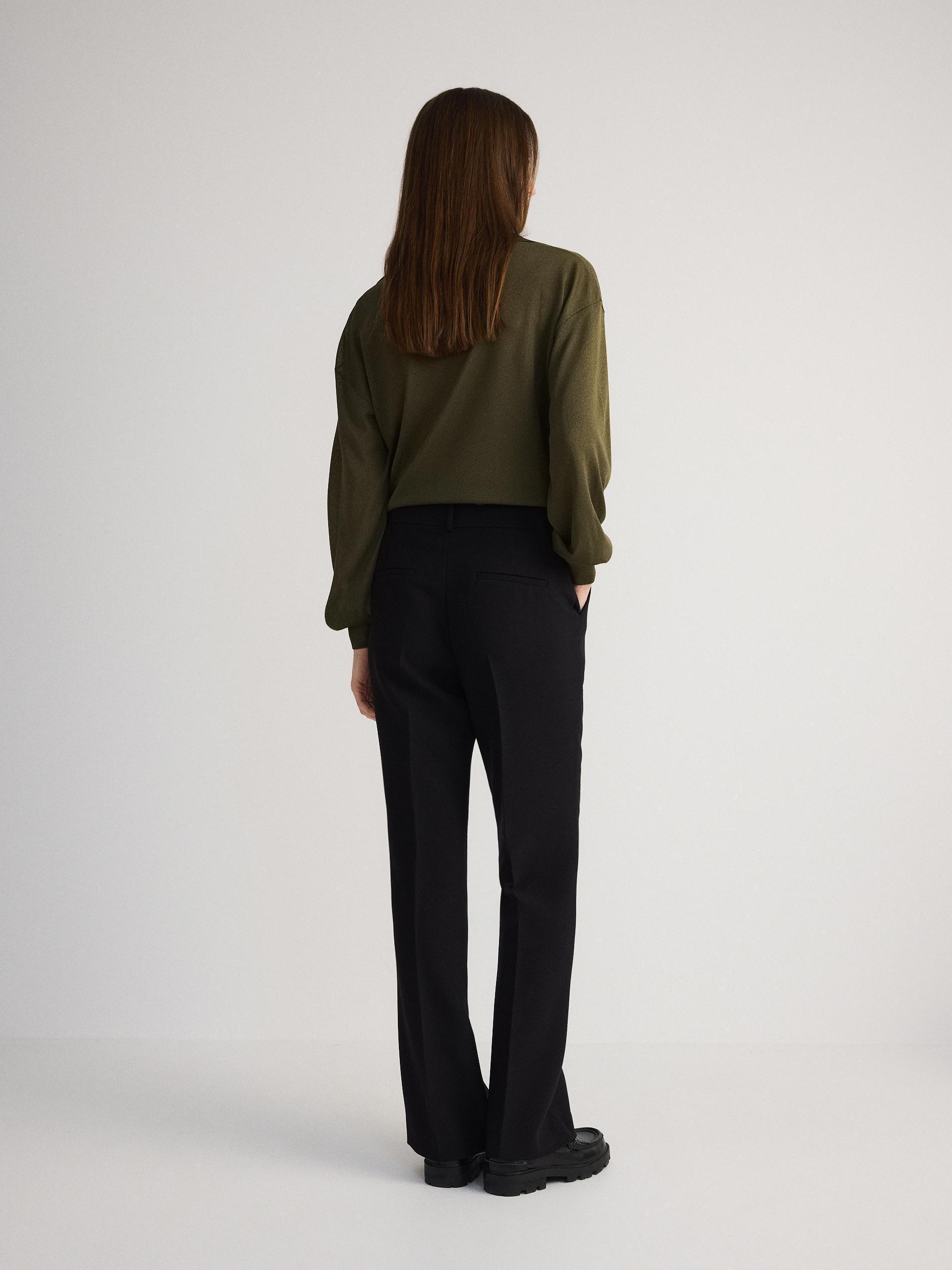 Black Flared, Striped Pants, , large image number 3