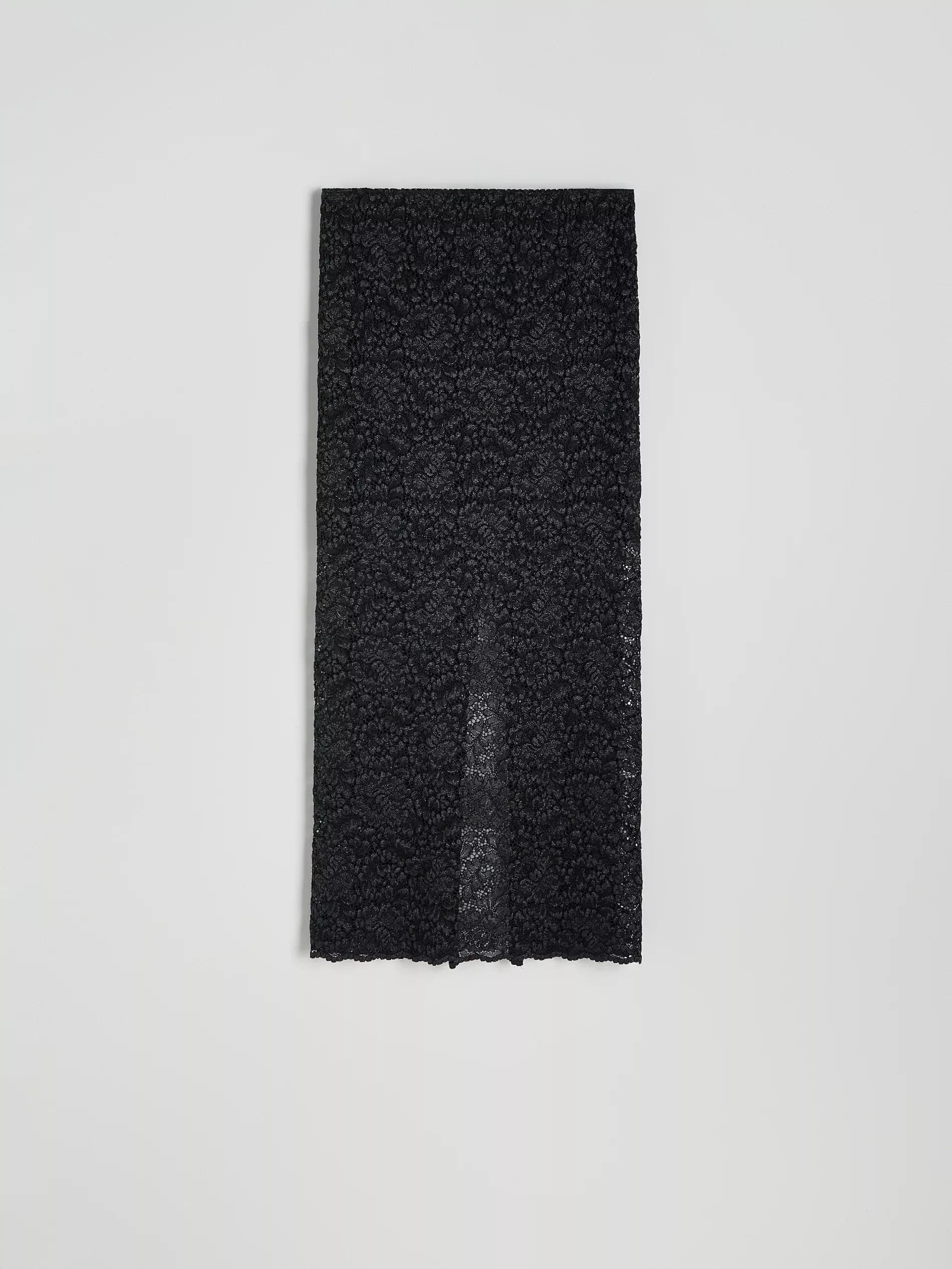 Black Lace Midi Skirt, , large image number 3