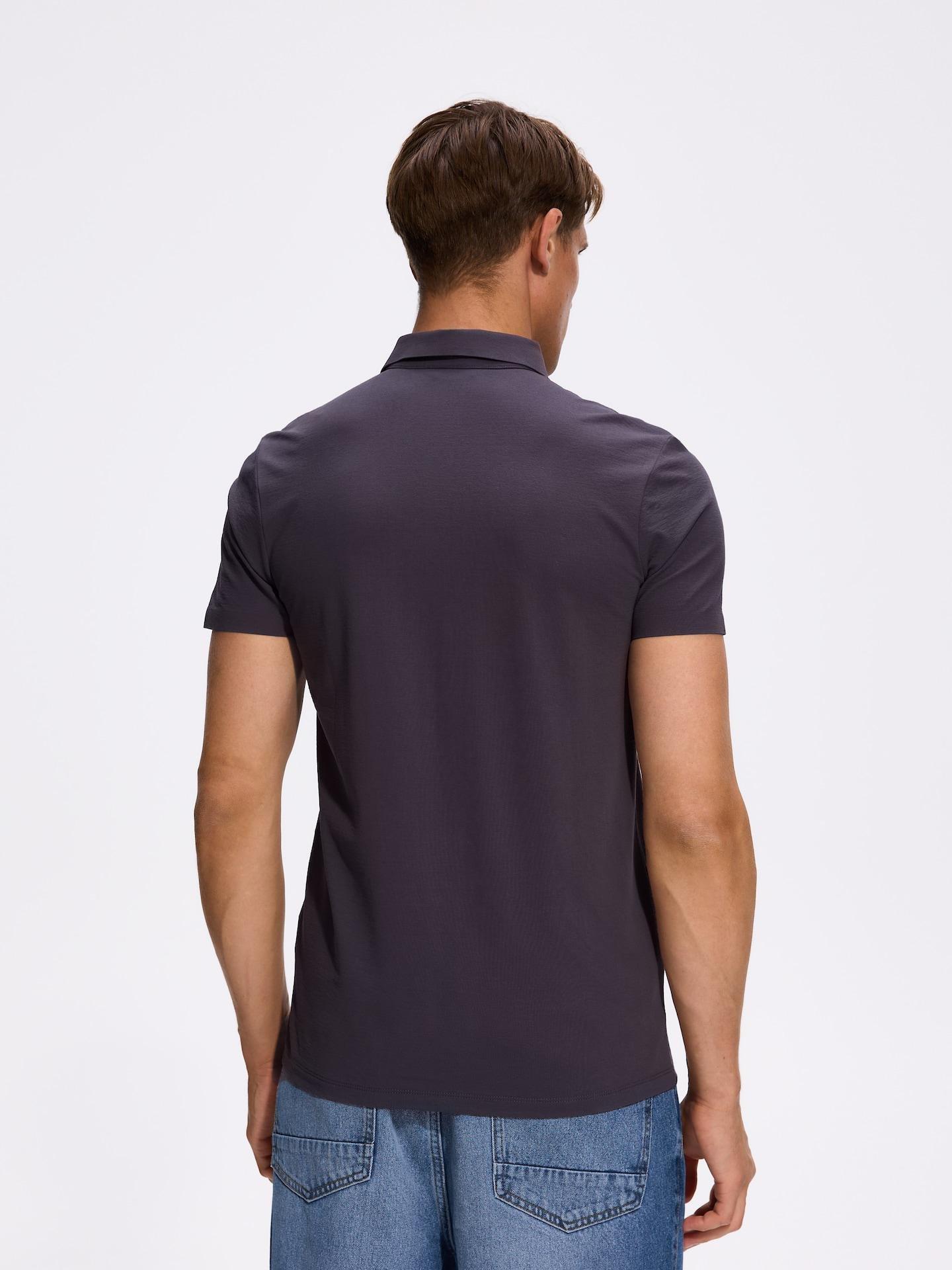 Grey Slim Polo Shirt With Cotton, Grey, large image number 3
