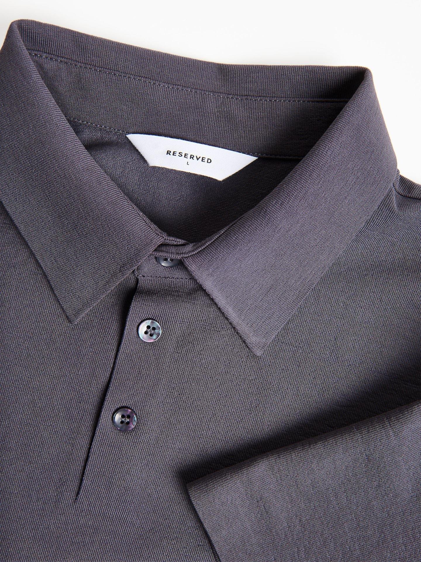 Grey Slim Polo Shirt With Cotton, Grey, large image number 5