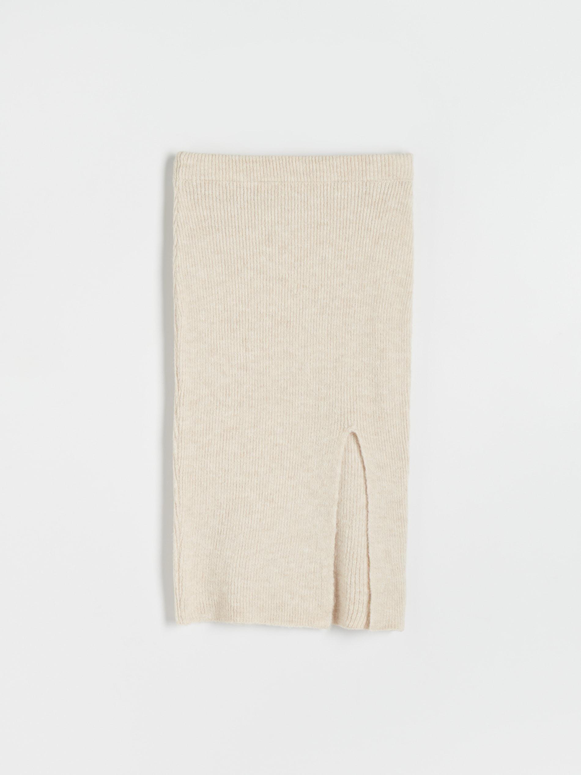 Beige Jersey Midi Skirt, , large image number 4