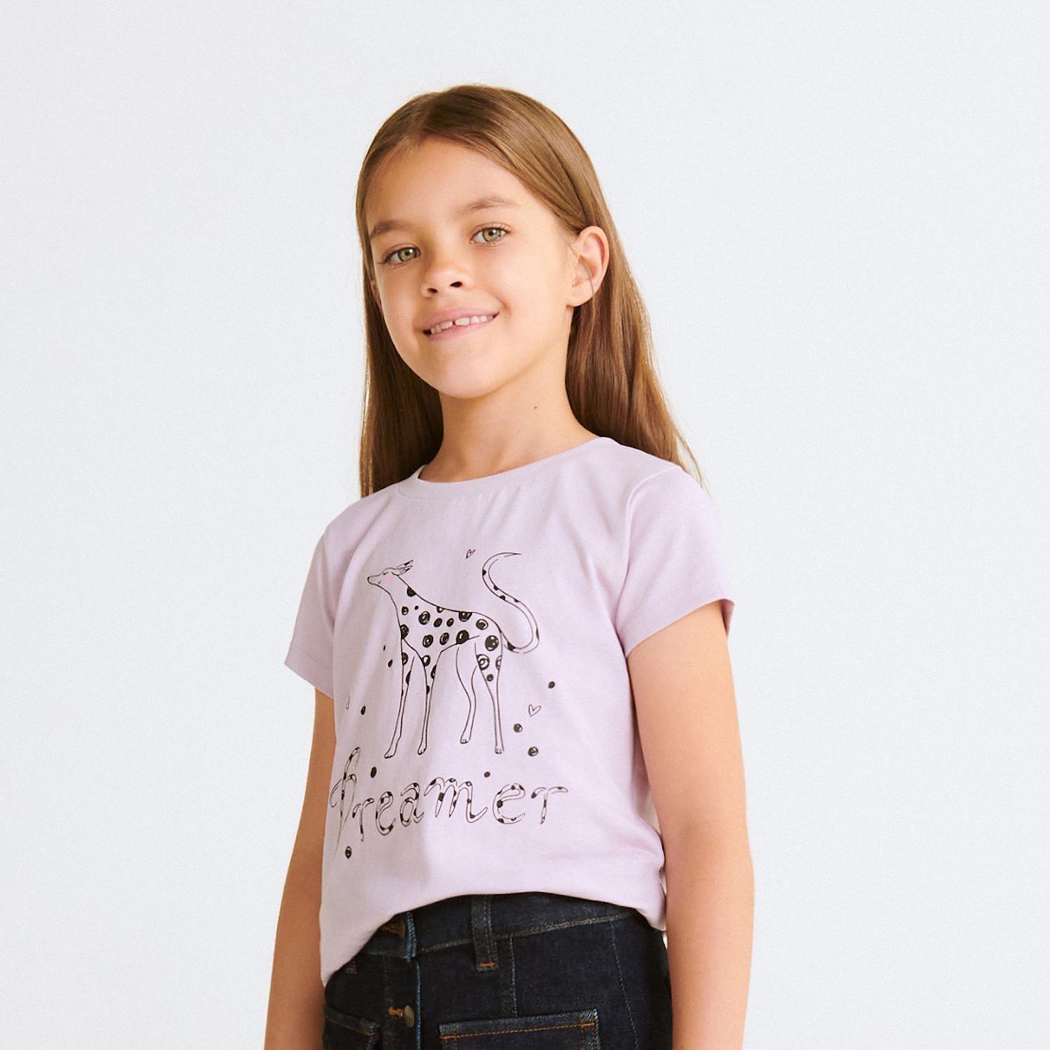 Purple Cotton T-Shirt With Print, Kids Girls, , large image number 0