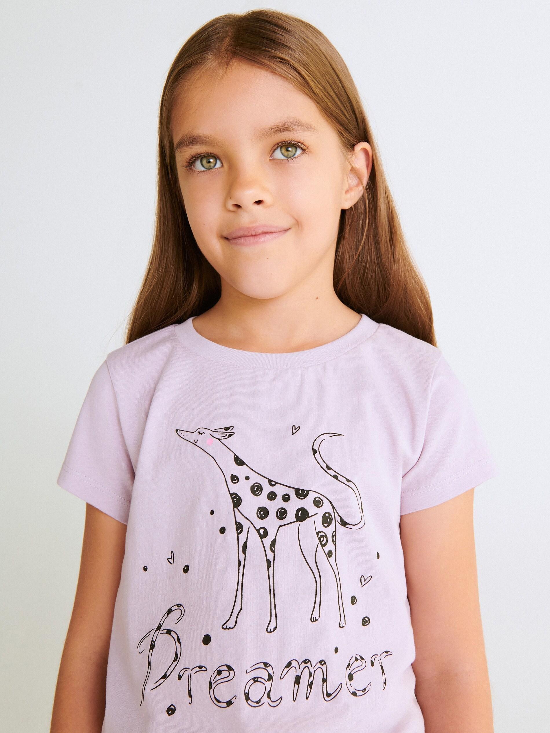 Purple Cotton T-Shirt With Print, Kids Girls, , large image number 1