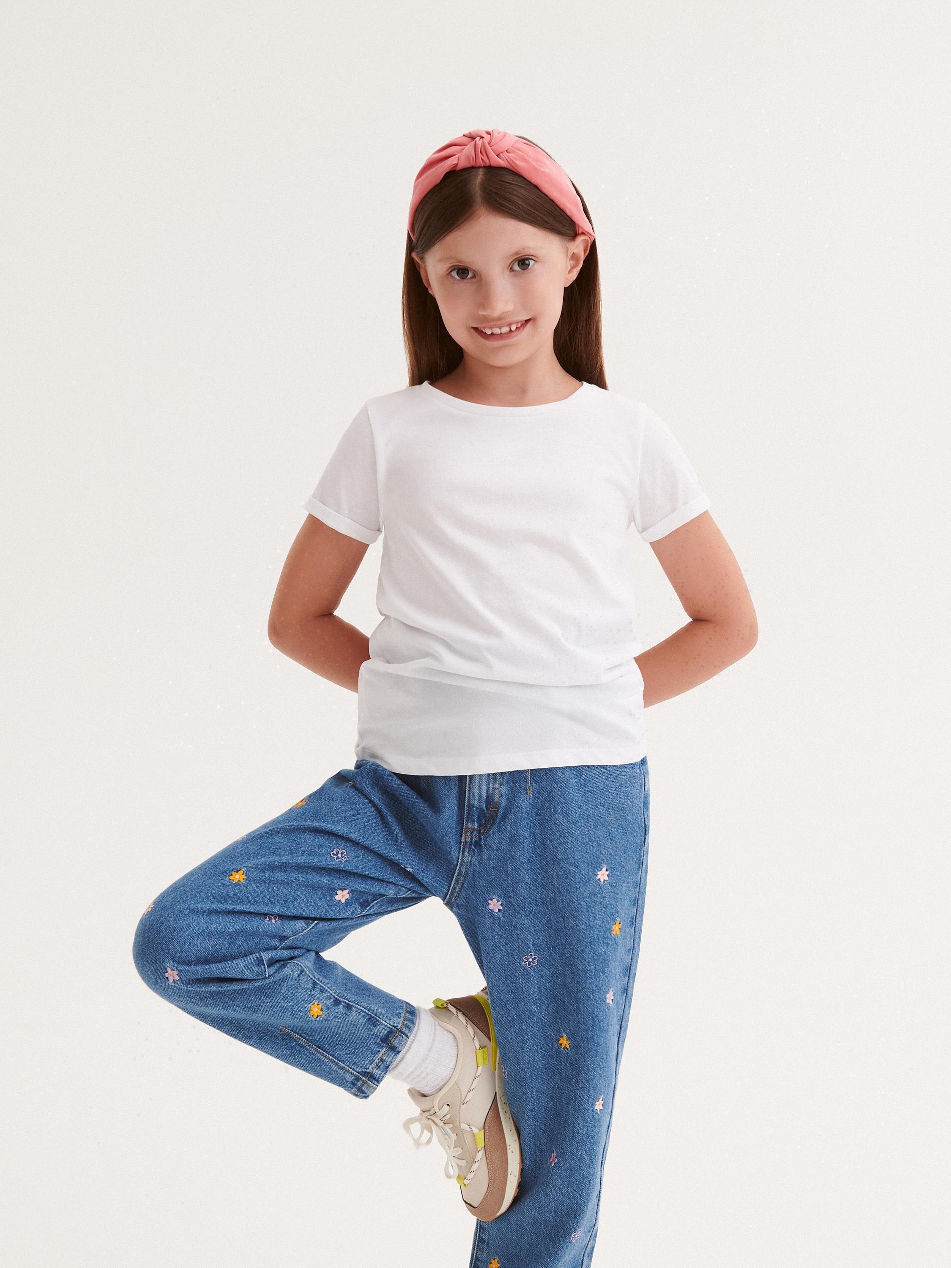 White Cotton T-Shirt, Kids Girls, , large image number 5
