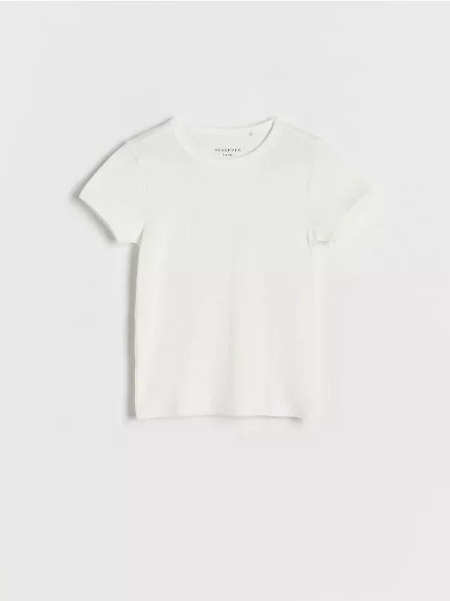 Cream Rib Knit Cotton Rich T-Shirt, Kids Girls, , large image number 1